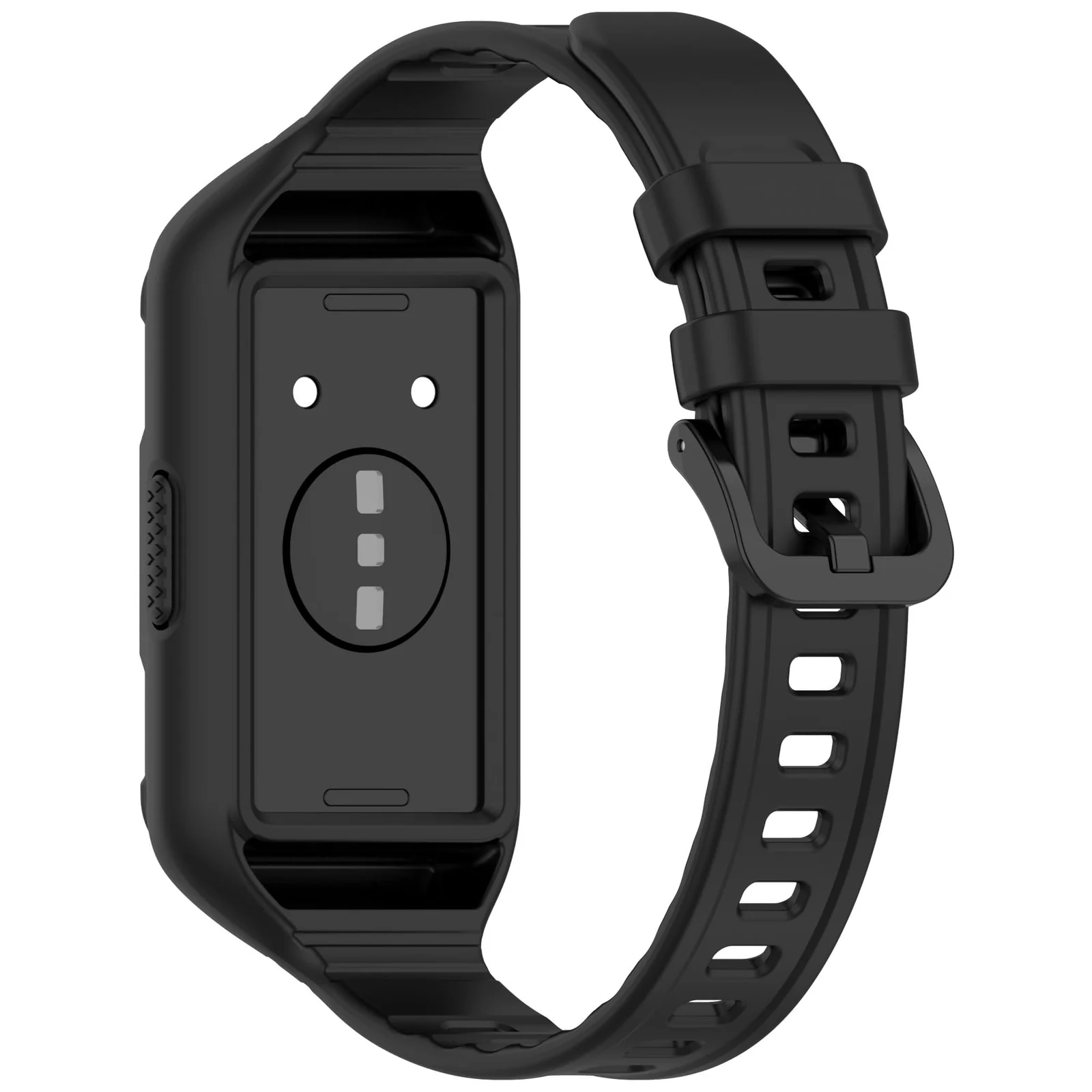 MOBIGON Rugged Silicone Strap with Bumper Case for Huawei Band 11 Pro, Black