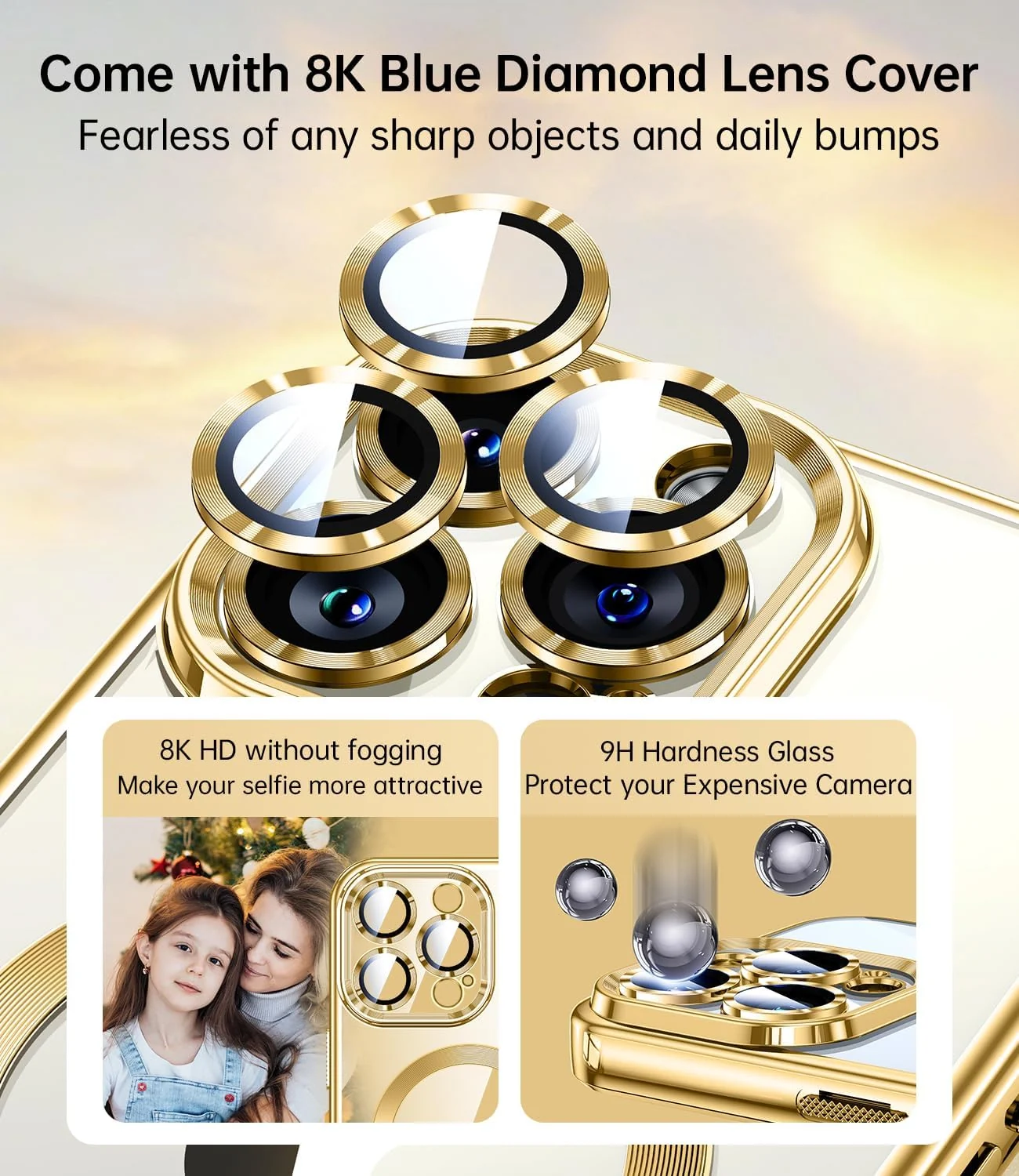 DL3 MOBILAK MagSafe Phone Case with Camera Lens Protector for Apple iPhone 13 Pro, Gold