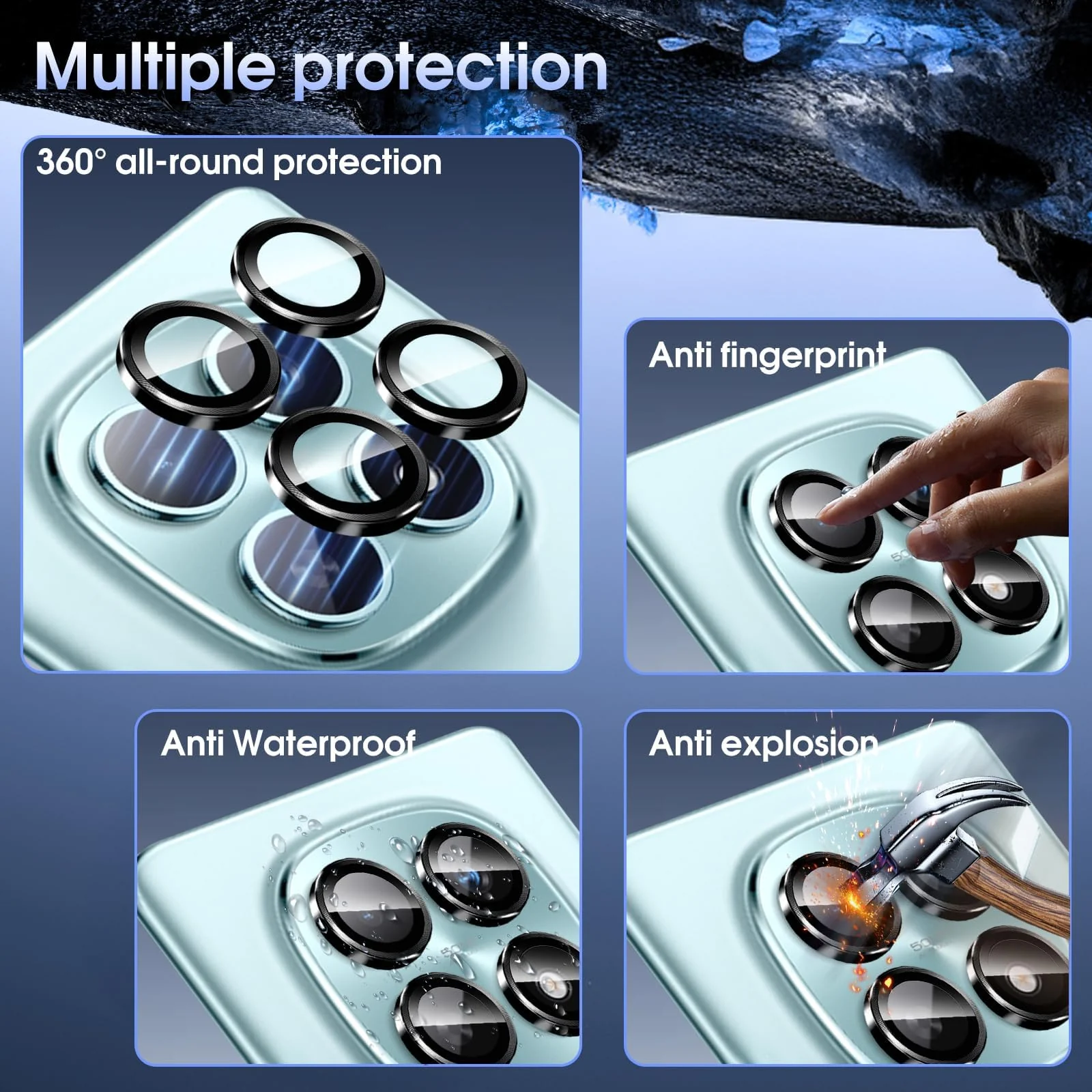 DL3 Mobilak Camera Lens Protector for Xiaomi Redmi Note 15 5G Accessories, 9H Tempered Glass Metal Individual Ring Camera Cover Screen Protector, Case Friendly, Anti Scratch - Black