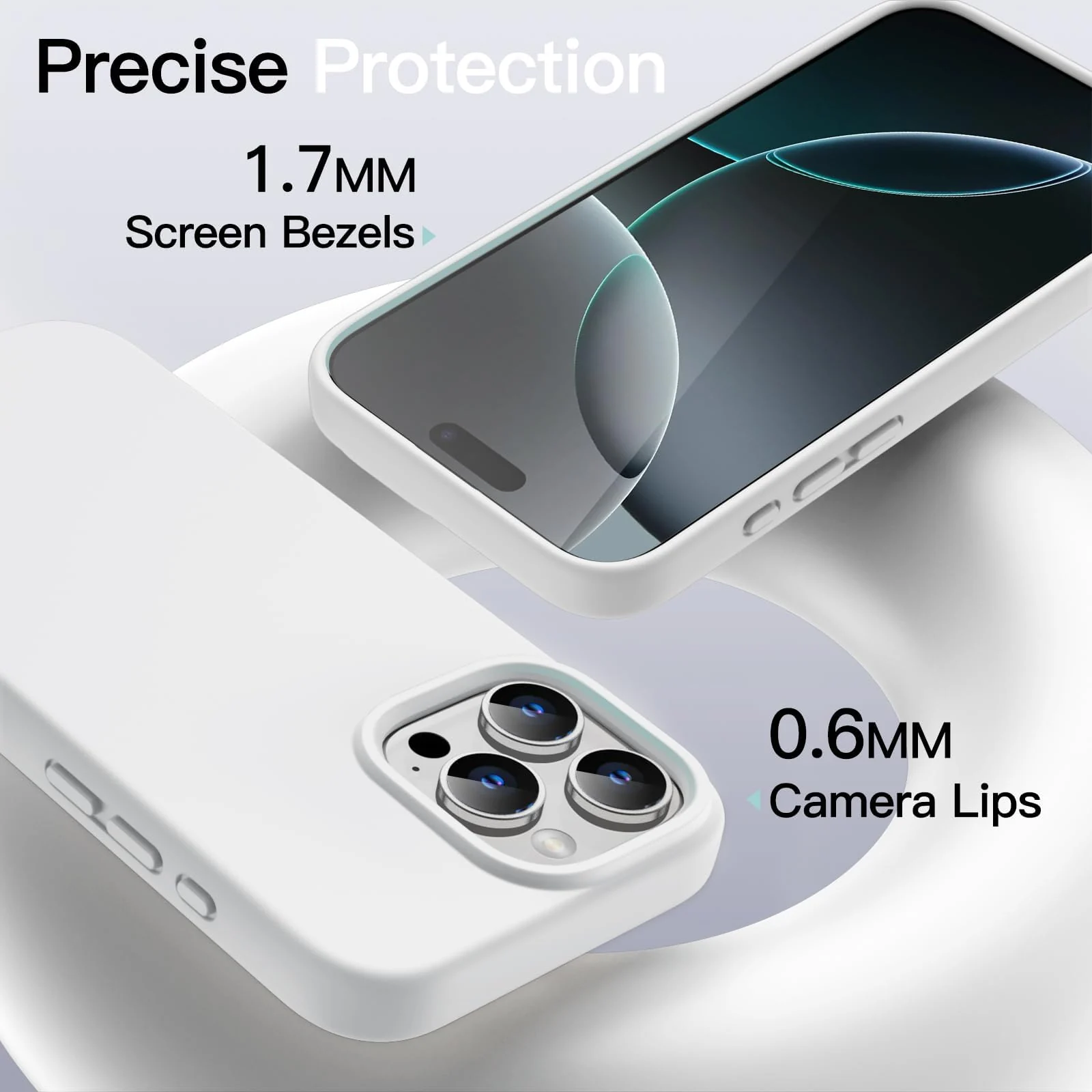 DL3 Mobilak Liquid Silicone Protective Case with Soft Microfiber Lining for iPhone 16 Pro Max - White