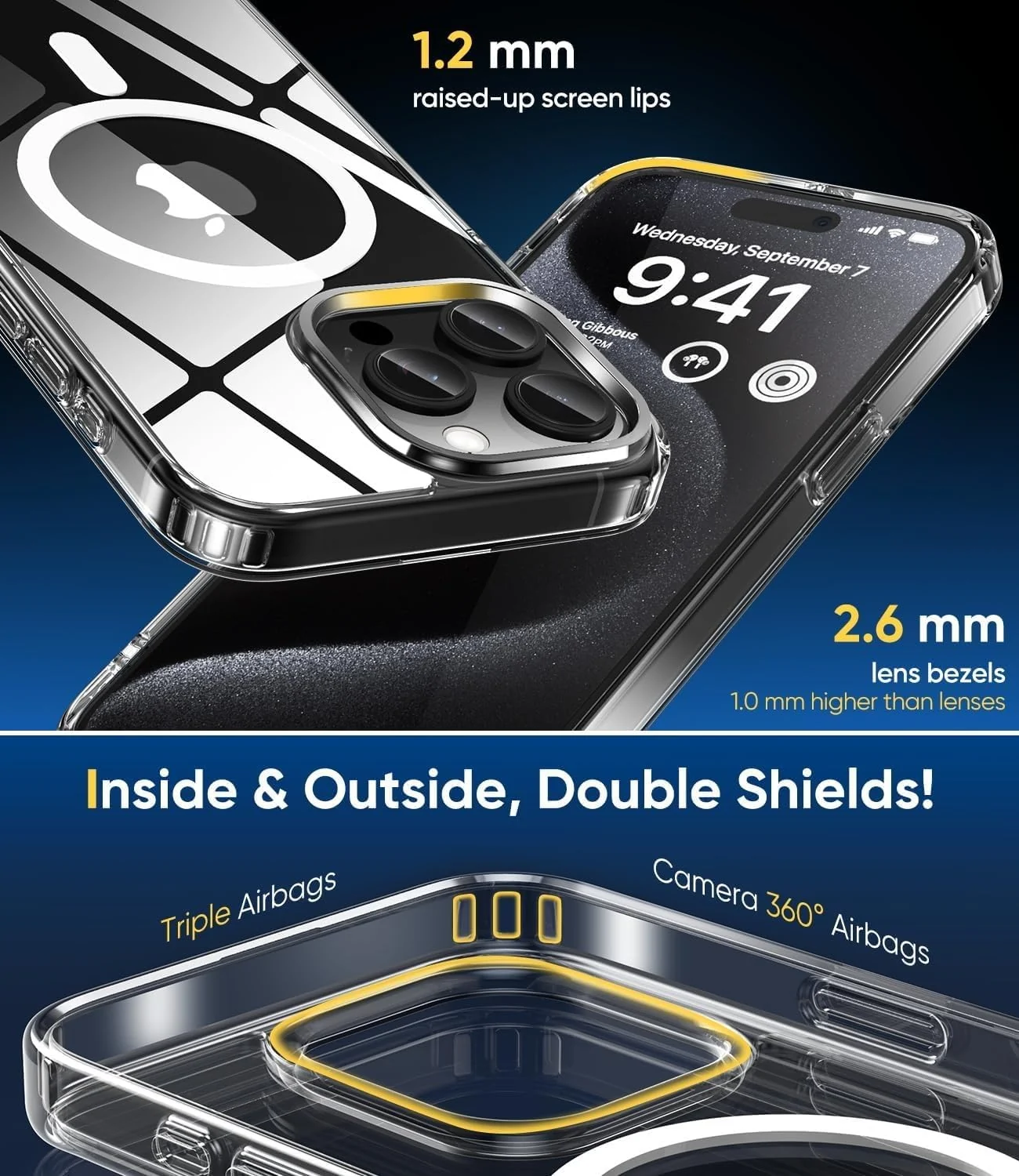 DL3 Mobilak for iPhone 14 Pro Max Case [Compatible with MagSafe] [Strong Magnet] [Non-Yellowing] Magnetic Slim Thin Bumper Phone Cover, Lightweight, and Durable - Clear