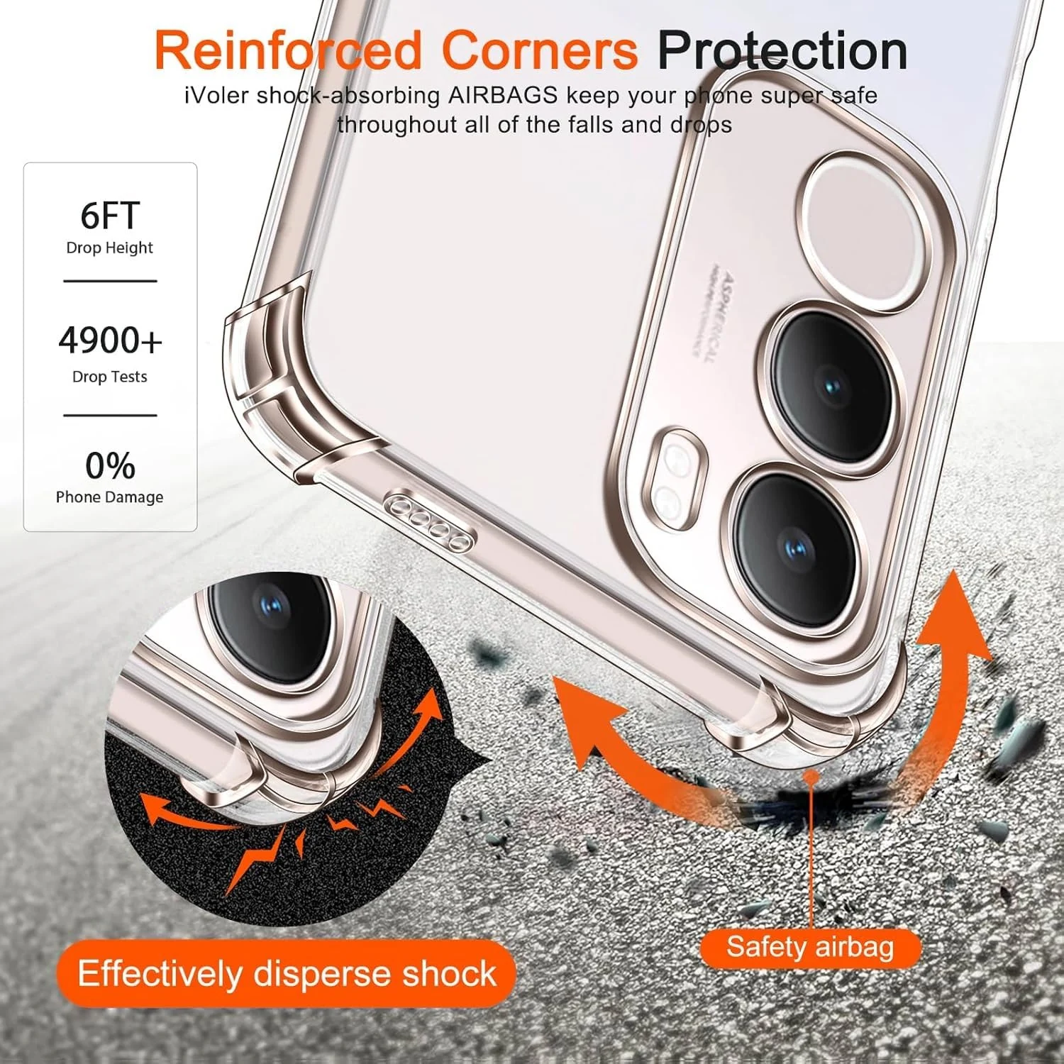 DL3 Mobilak Case Compatible with vivo Y29 5G / vivo Y19s 4G, Cover Silicone TPU Gorilla Anti-shock Protector Camera Shockproof Corners - Clear