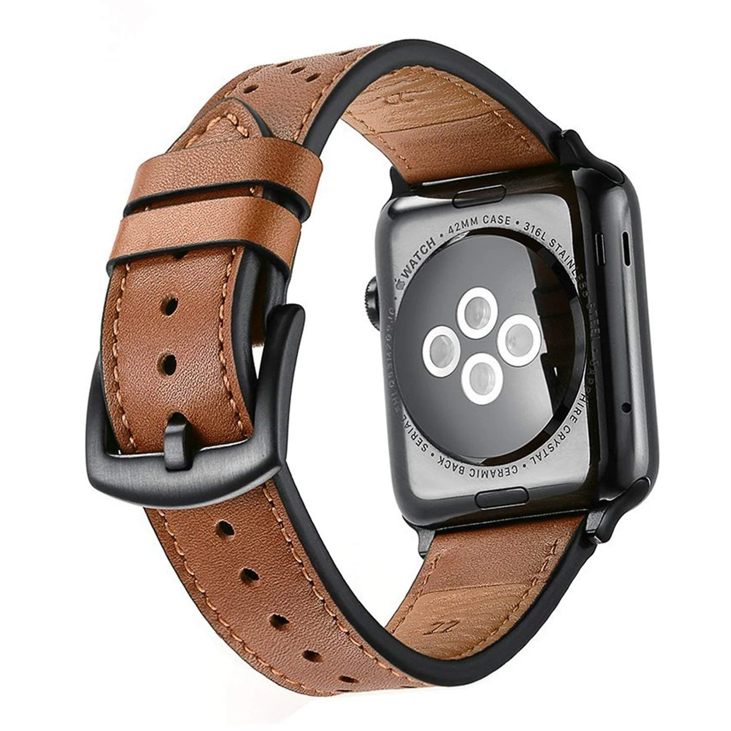 DL3 Mobilak Compatible with Apple Watch Band 49mm 46mm 45mm 44mm 42mm Leather Band Replacement Strap, Soft Leather Bracelet for iWatch Series 11 10 9 8 7 6 5 4 SE SE2 Ultra 3 2 1 - Black