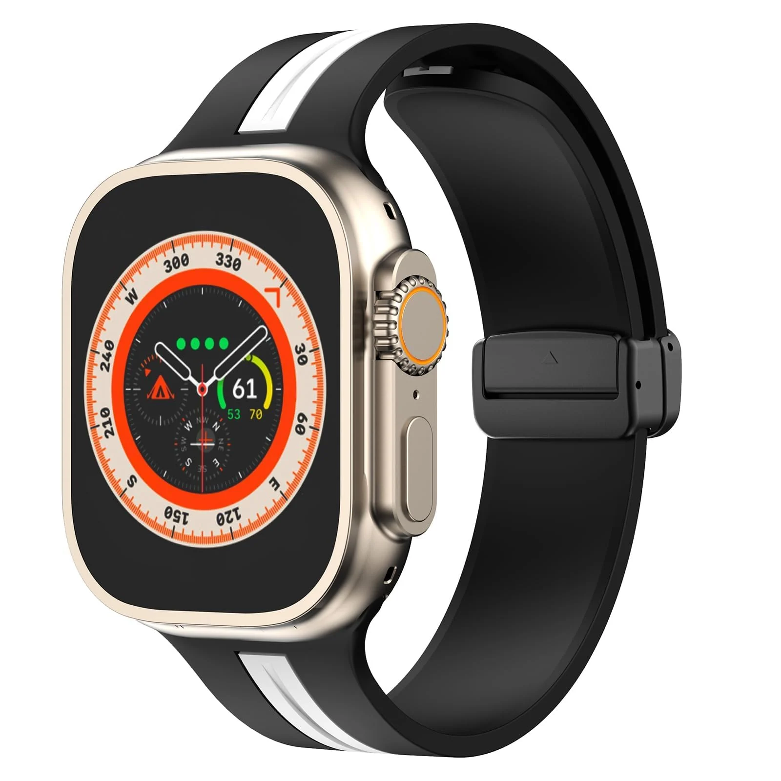 DL3 Mobilak Magnetic Strap for Apple Watch Band 49mm 45mm 44mm 41mm 40mm 38mm 42mm, Sport Silicone Replacement Wristband Strap for iwatch Series 9 8/7/6/5/4/3/2/SE (38mm/40mm/41mm) - Black White
