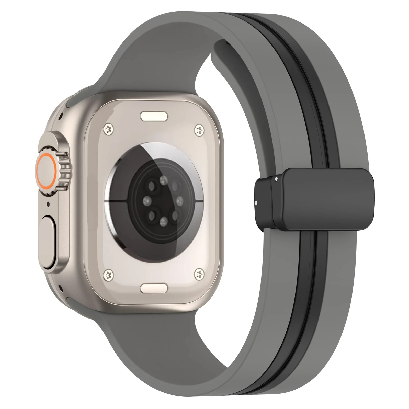 DL3 Mobilak Magnetic Strap for Apple Watch Band 49mm 45mm 44mm 41mm 40mm 38mm 42mm, Silicone Replacement Wristband Strap for iwatch Series 9 8/7/6/5/4/3/2/SE (A. , 38mm/40mm/41mm) - A.Grey Black