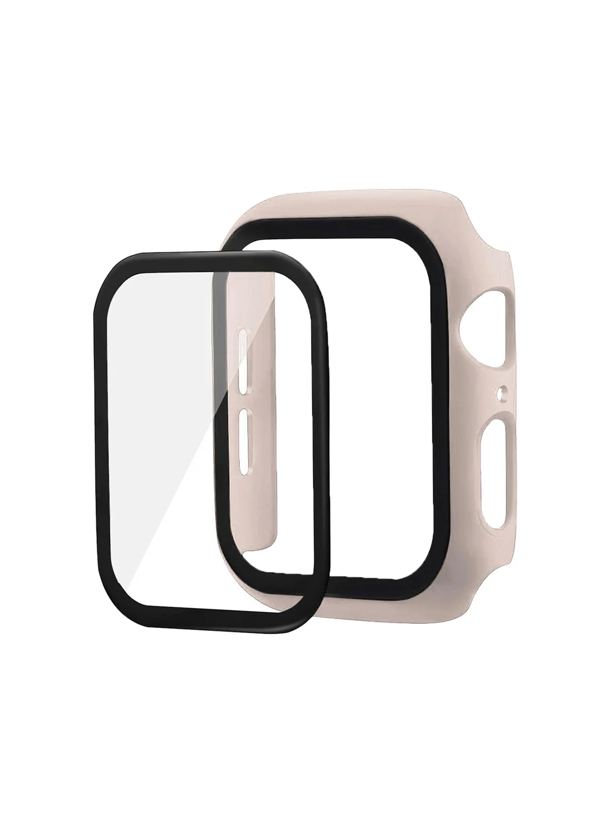 DL3 Mobilak Band with Case Compatible with Apple Watch 44mm, Silicone Sport Wristband Replacement, Strap With Cover Built-in Glass Screen Protector for iWatch Series 6 5 4 SE SE 2 - Pink Sand