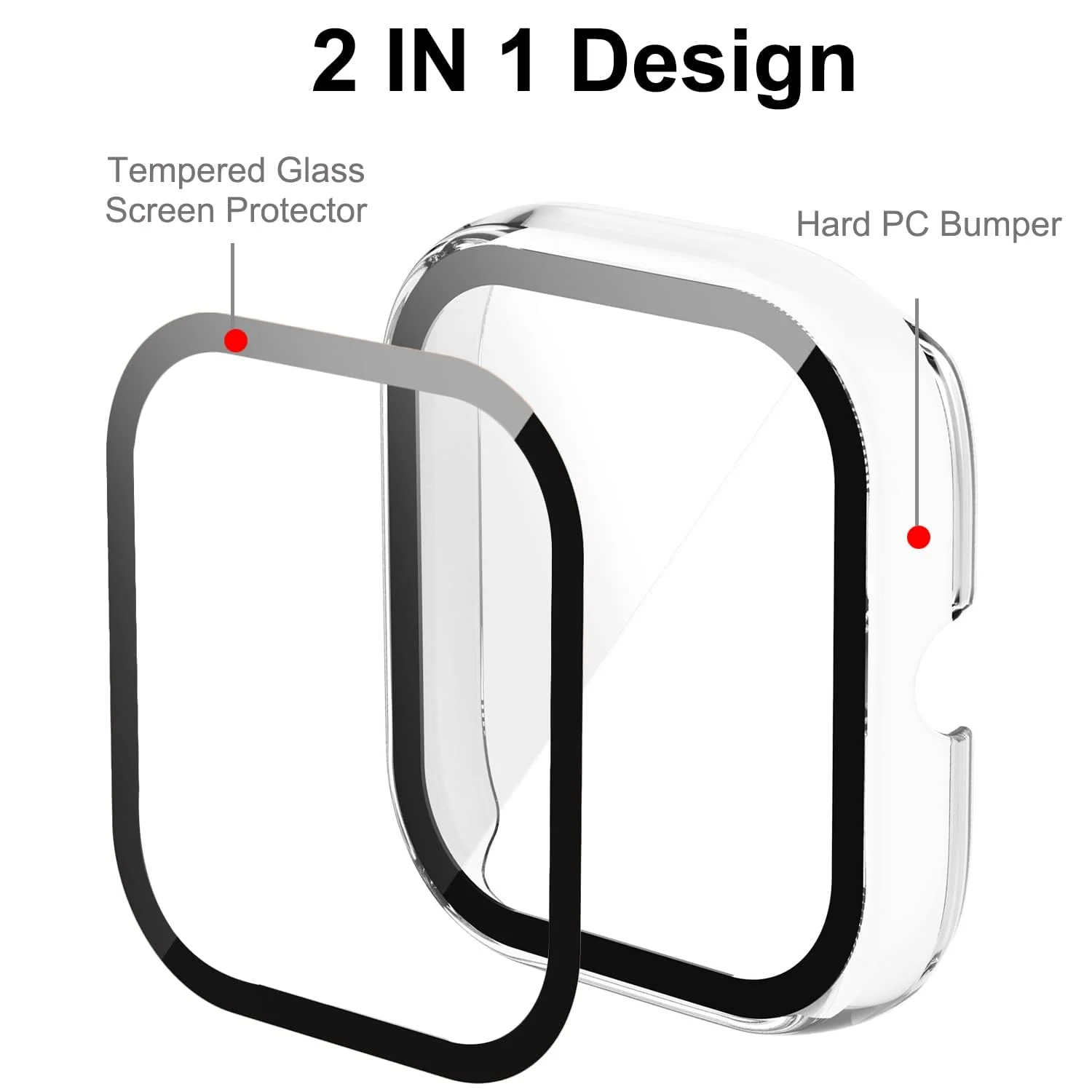 DL3 Mobilak Protective Case Compatible with Amazfit GTS 2 Mini 9H Hardness PC Case Bumper Full Slim Protective Cover with Tempered Glass For Amazfit GTS2 Mini - Clear