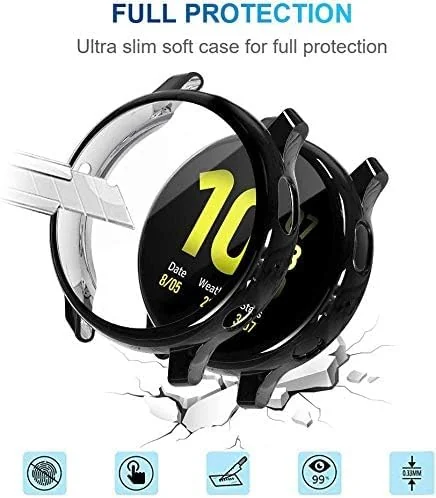 DL3 Mobilak Case Compatible with Samsung Galaxy Watch Active 2 44mm Case All-Around Screen Protector Watch Soft TPU Shockproof Cover Slim Guard Thin Bumper Shell Protector - Black