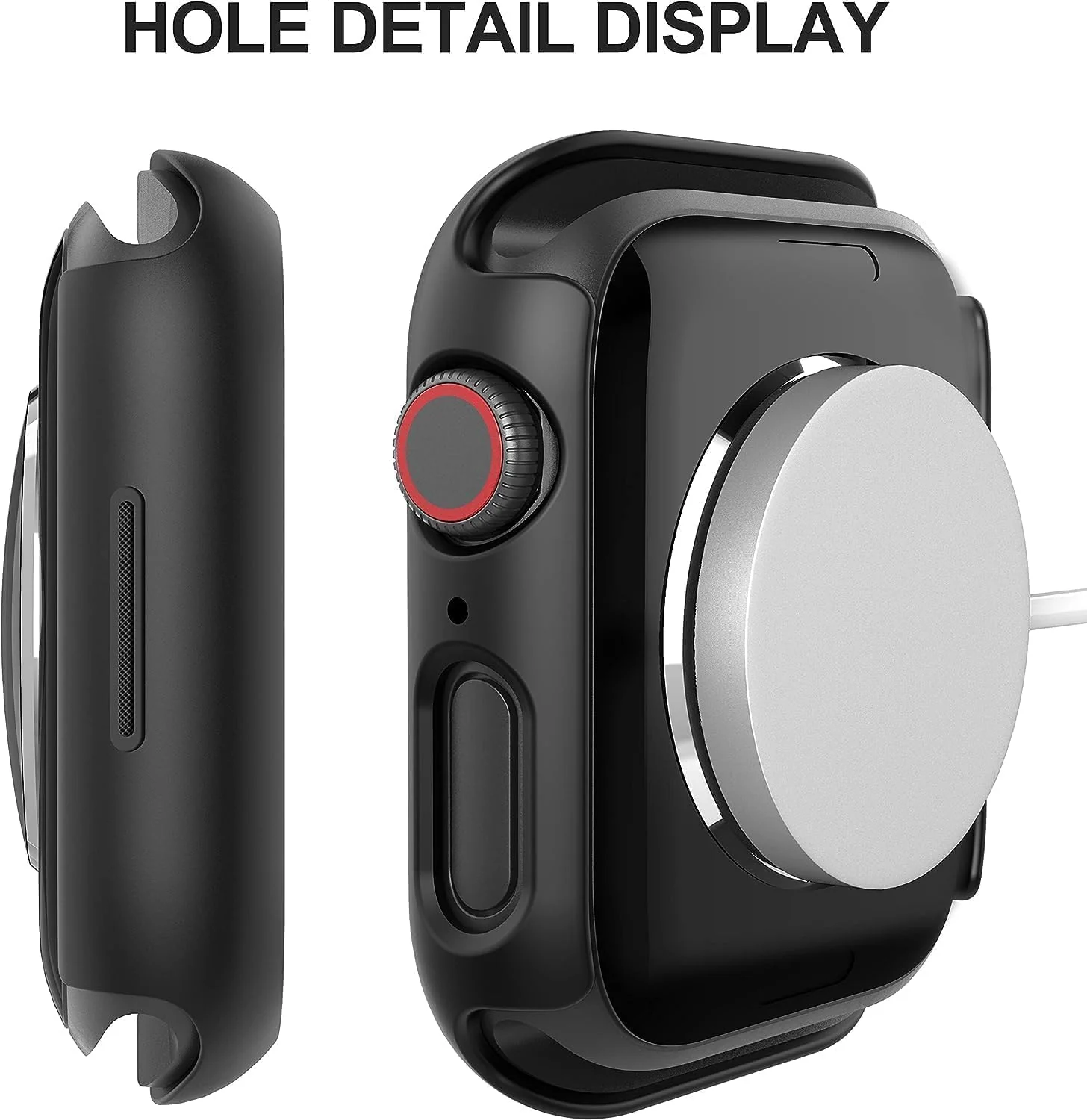 DL3 Mobilak Hard Case Designed for Apple Watch Series 8/7/6/5/4/Series SE/SE 2 44mm, Built-in 9H [HD Clear] Tempered Glass Screen Protector, [Full Protection] Slim Cover for 44mm - Black