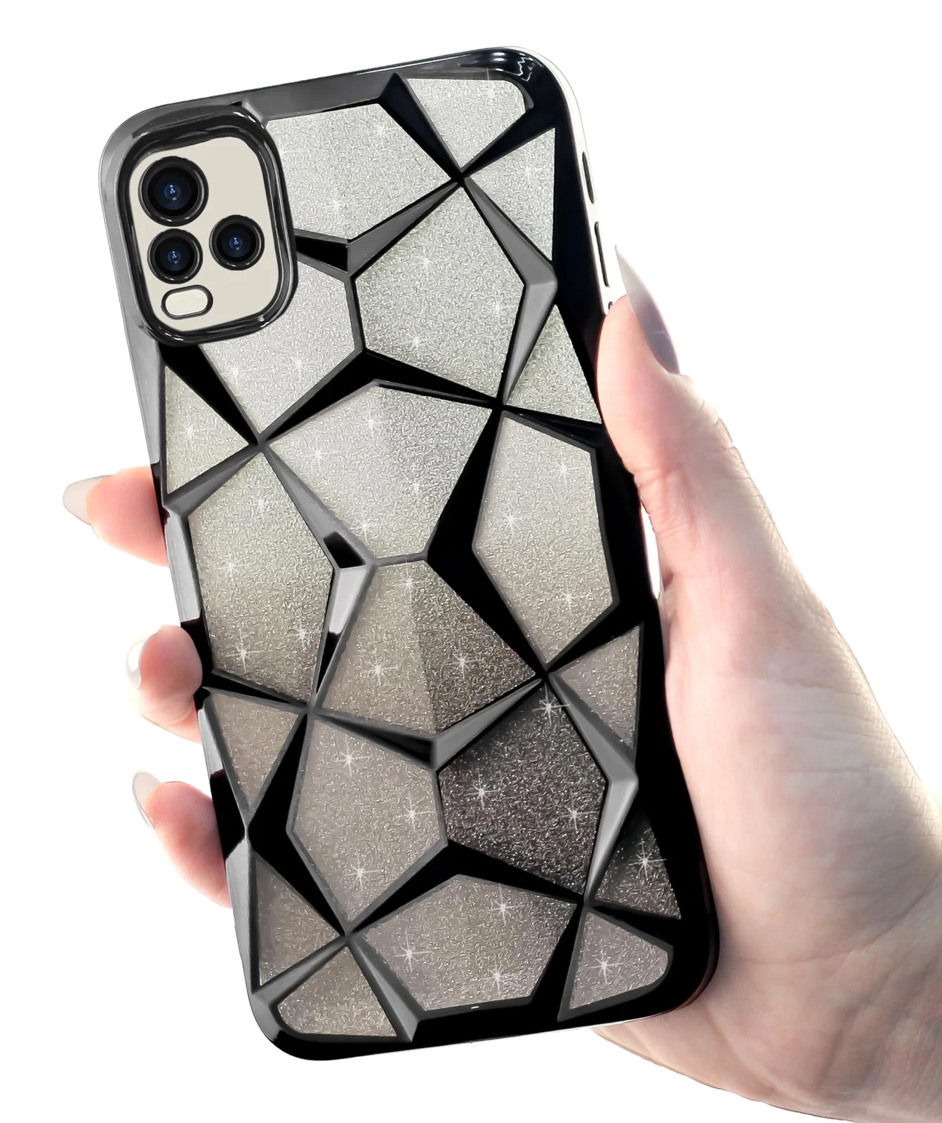 DL3 Mobilak Compatible with Vivo Y33S 4G/Vivo Y21s/Vivo Y21 Case Plating Bling Gradient Glitter Clear Cover Soft TPU Silicone Cute Camera Protection Shockproof Back for Women Girls Case - Black