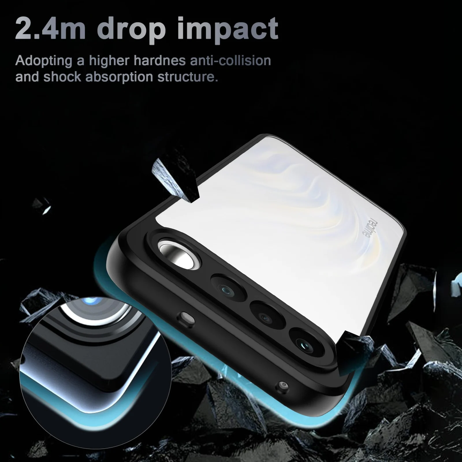 DL3 Mobilak Case Transparent For realme 16 5G, Military-Grade Shockproof Anti-Yellowing, Slim Protective Phone Case Bumper Cover With Camera Protective - Black