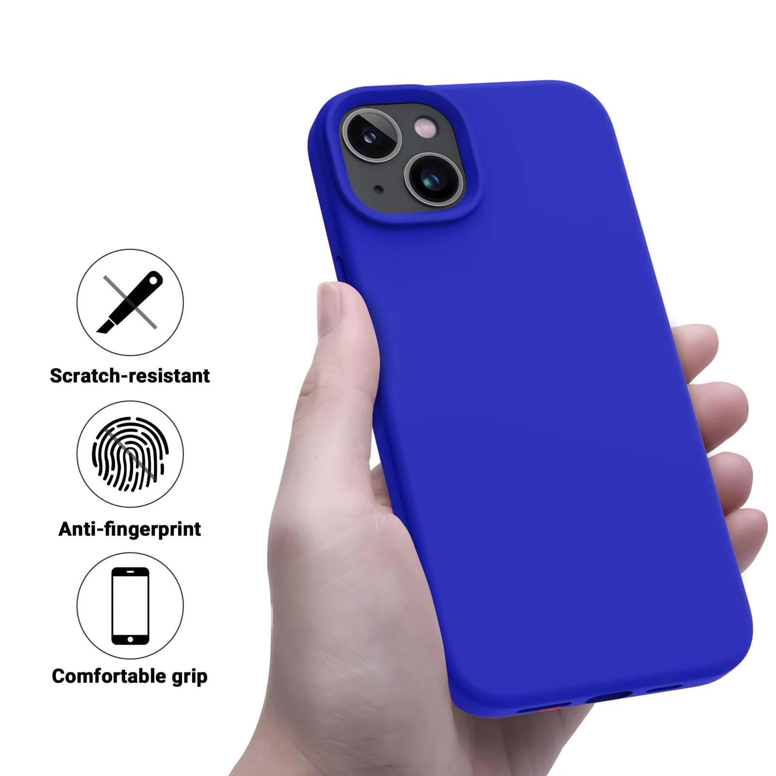 DL3 Mobilak Liquid Silicone Case for iPhone 15, Supports wireless charging, Shock-absorbing protection, Anti-fingerprint finish - Pepsi