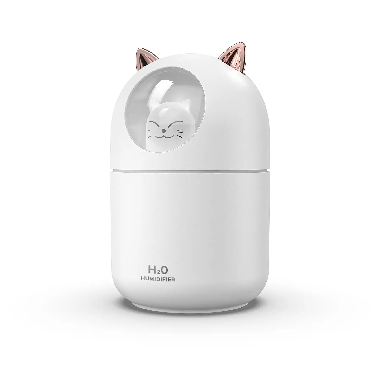 Mobigon Wood Cool Mist Ultrasonic Humidifier for Room Moisture, Aroma Diffuser for Home, 300ml Essential Oil Diffuser with 7 Colorful Night Light, Auto Shut-Off, Home, Office, car - E.white