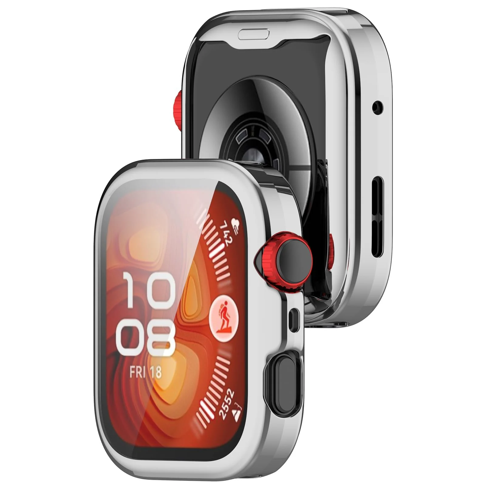 DL3 Mobilak Case Compatible with Huawei Watch Fit 4 Pro 2025 Case All-Around with Built-in Screen Protector Watch Soft TPU Shockproof Cover Slim Guard Thin Bumper Shell Protector - Silver