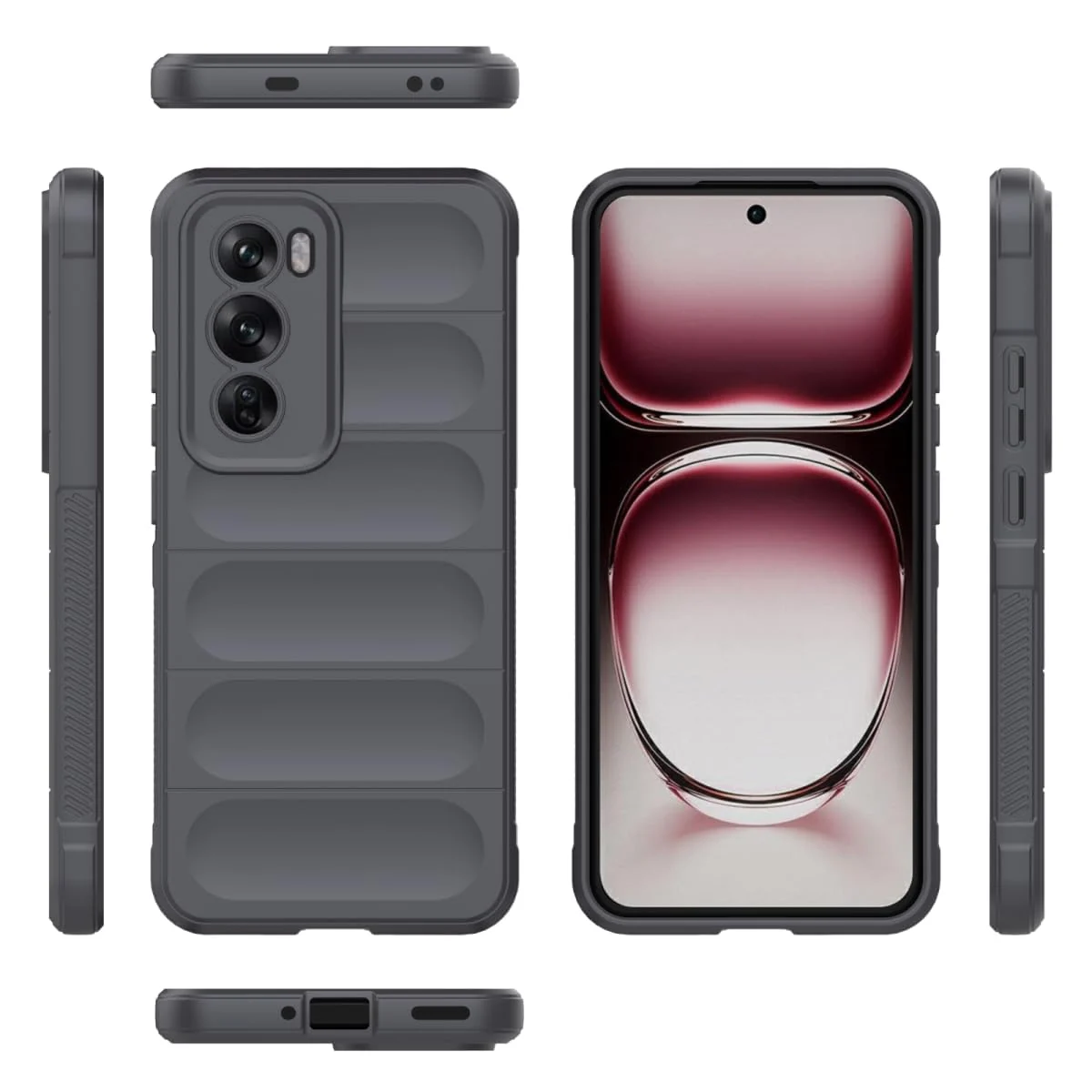 DL3 Mobilak Silicone Case for OPPO Reno 12 Pro 5G Heavy Duty Protective [Slim Fit] Shockproof Soft Flexible Protective Design Shock-Absorption TPU Cover With Camera Protection - Dark Gray