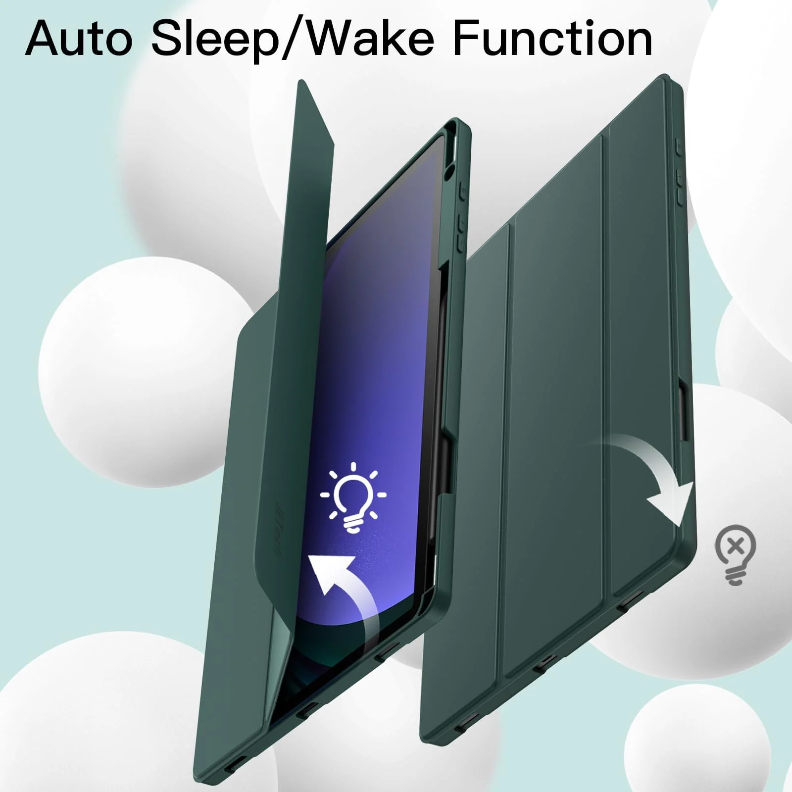 DL3 Mobilak Case for Samsung Galaxy Tab S9+ Plus/Galaxy Tab S9 FE+ Plus 12.4 Inch 2023 with S Pen Holder, Soft TPU Tri-Fold Stand Protective Tablet Cover, Auto Wake/Sleep - Green
