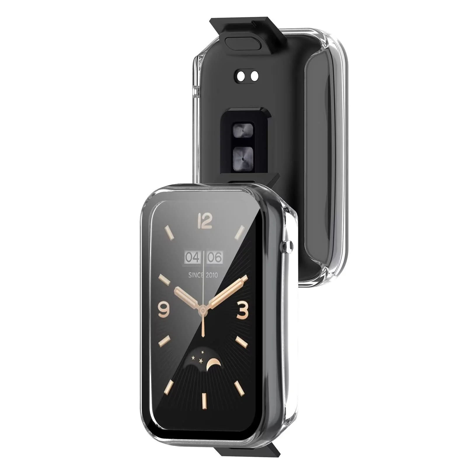DL3 Mobilak Case for Xiaomi Mi Band 7 Pro, Bumper Full Coverage Hard Overall Protective Cover, Built-in Tempered Glass Screen Protector Film High Sensitivity For Xiaomi Smart Band 7 Pro - Clear