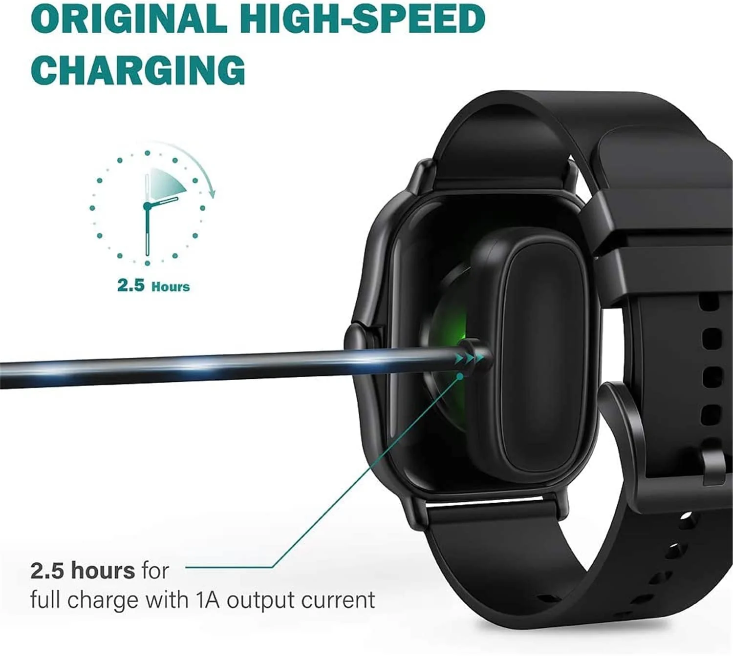 DL3 Mobilak Magnetic Charger Compatible with Amazfit GTS 3/GTS 4, GTR 3/GTR 3 Pro, GTR 4/GTR 4 Pro, T-Rex 2 1M USB Charging Cable Stand Dock Stable and Safty Charger Smartwatch Accessories - Black