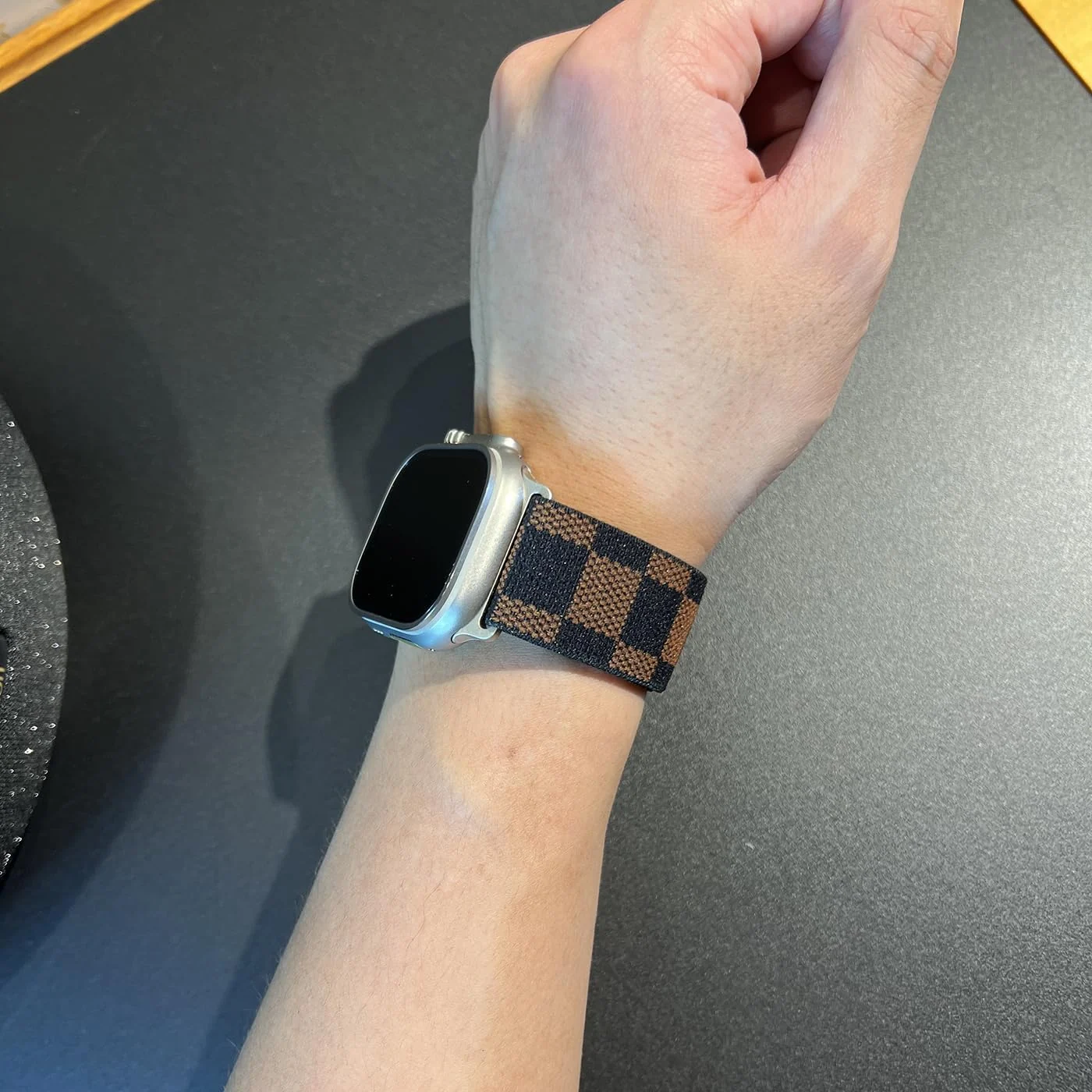 DL3 Mobilak Trail/Alpine Loop Nylon Band Compatible with Apple Watch Ultra 2/Ultra Band 49mm 45mm 44mm 42mm, Adjustable with Metal C-Hook Strap for iWatch Ultra Series 9/8/7/6/5/4/3/2/1/SE2/SE - Trail Lattice Brown