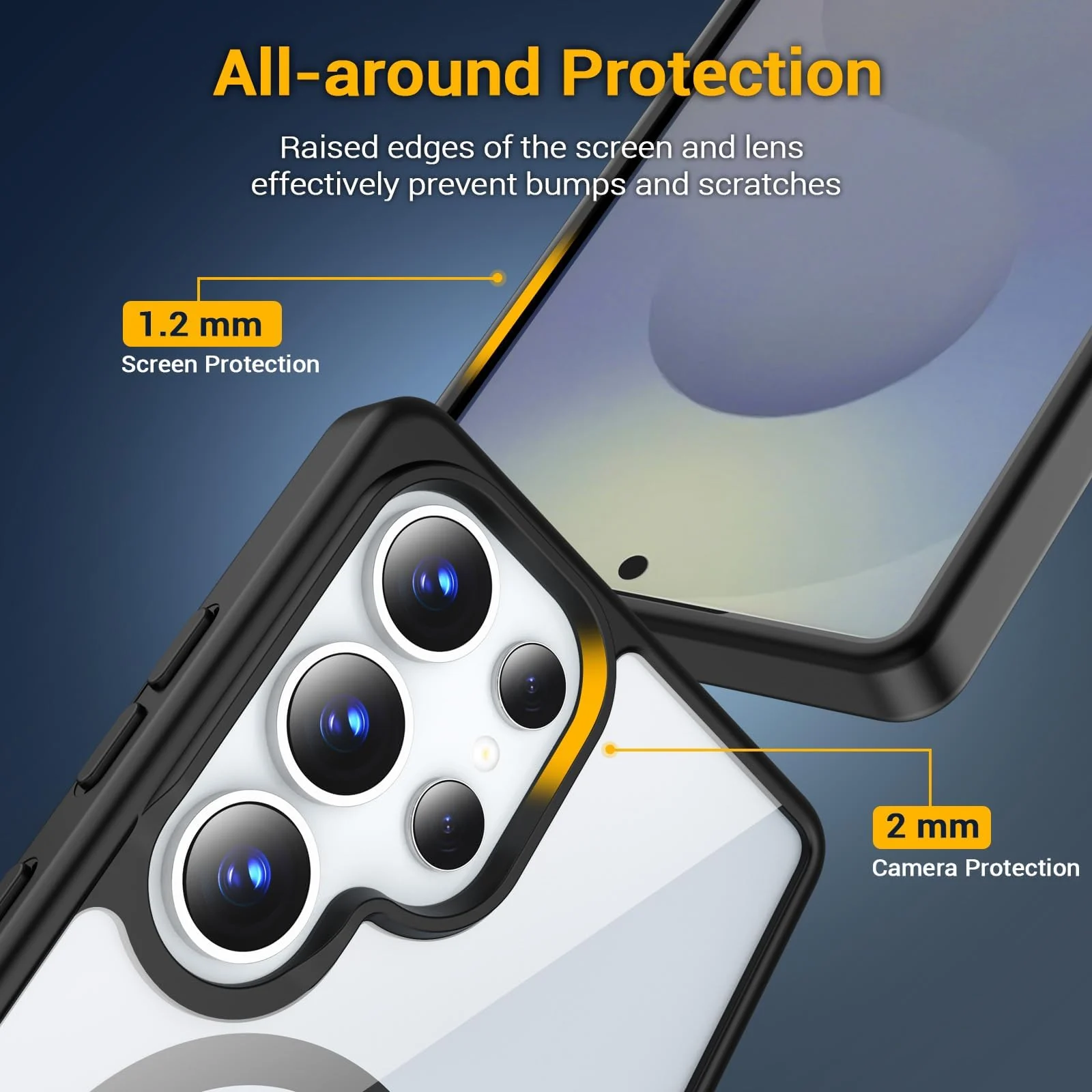 DL3 Mobilak Clear MagSafe-Compatible Magnetic Case for Samsung Galaxy S26 Ultra with Camera Protection and Magnetic Car-Mount Support - Black