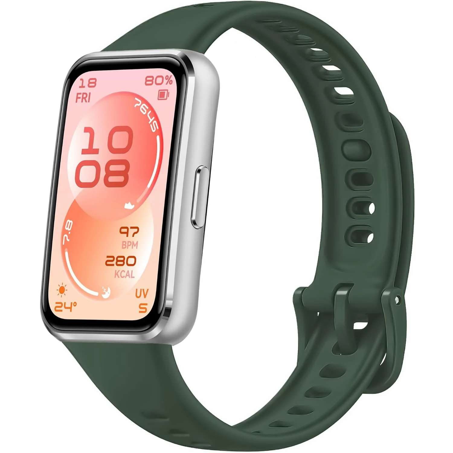 DL3 Mobilak Silicone Bracelet for Huawei Band 11/Band 11 Pro Strap, Soft Silicone Sport Band, Soft Breathable, for Huawei Band11/11 Pro Adjustable Replacement Strap - Green
