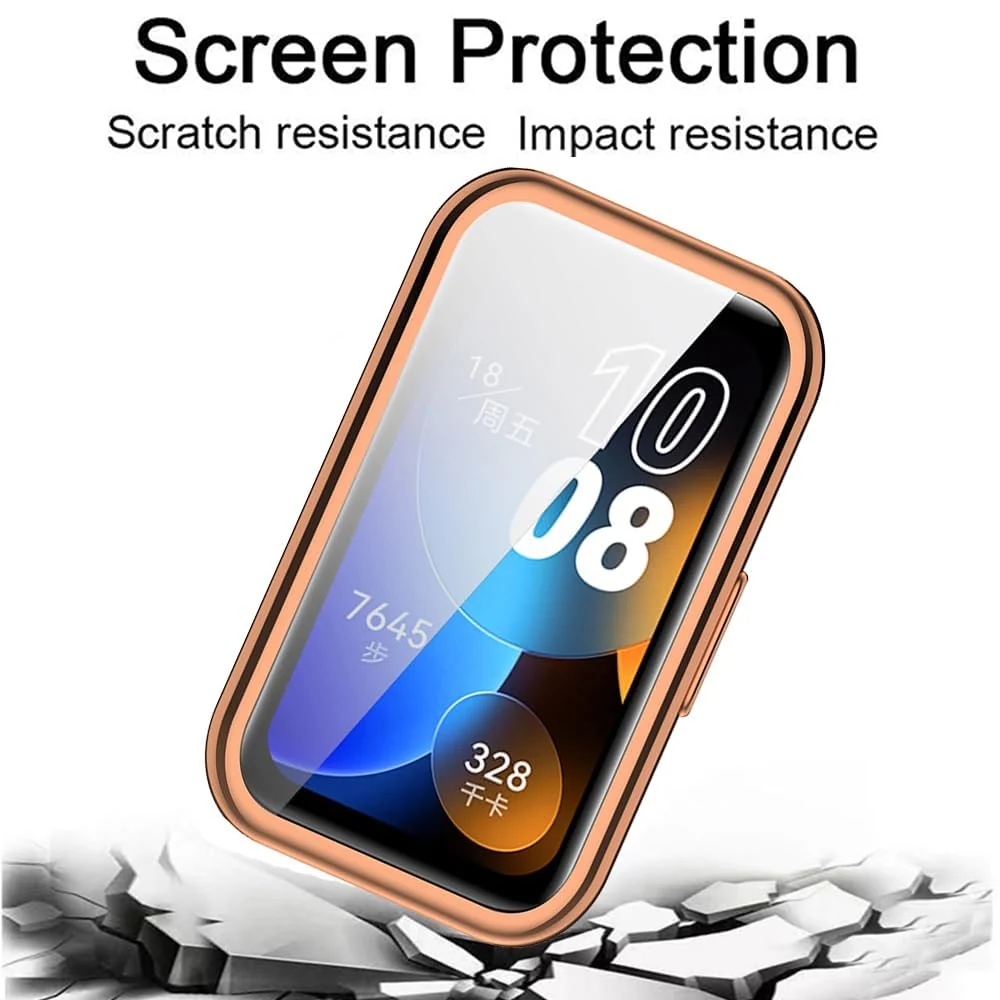 DL3 Mobilak Case for HUAWEI Band 9 / HUAWEI Band 8 TPU Silicon All-Around Screen Protector Cover Bumper Protector Full Cover Screen Protection - Rose Gold