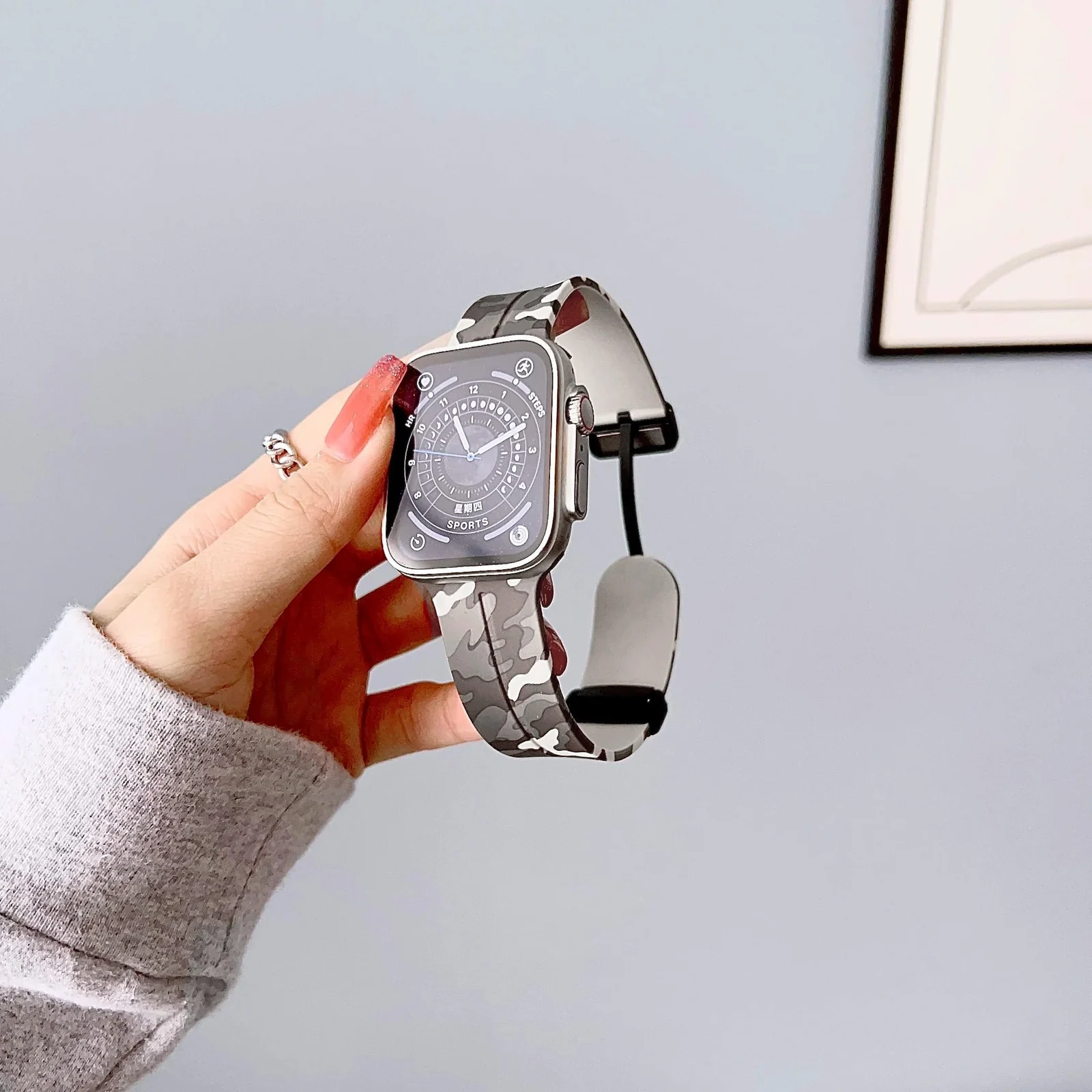 DL3 Mobilak Silicone Magnetic Strap for Apple Watch Ultra Band 49mm 45mm 44mm 42mm 41mm 40mm 38mm Men/Women, Strap for iwatch Series 9/8/7/6/5/4/3/2/SE/Ultra2 (Camouflage, 38mm/40mm/41mm) - Camouflage Brown