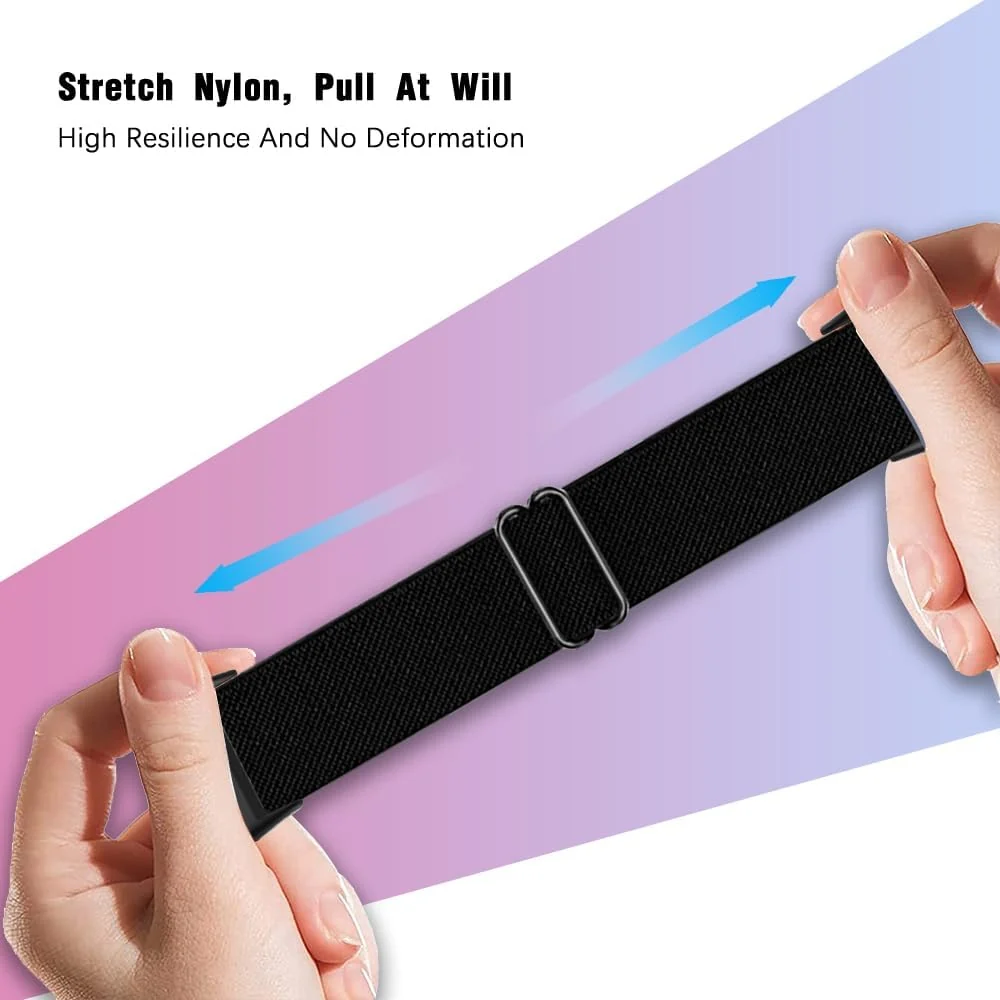 DL3 Mobilak Strap Compatible with Honor Band 7 / Huawei Band 7, Soft Elastic Nylon Straps, Adjustable Stretchy Sports Replacement Bracelets Wristbands for Women Men - Black