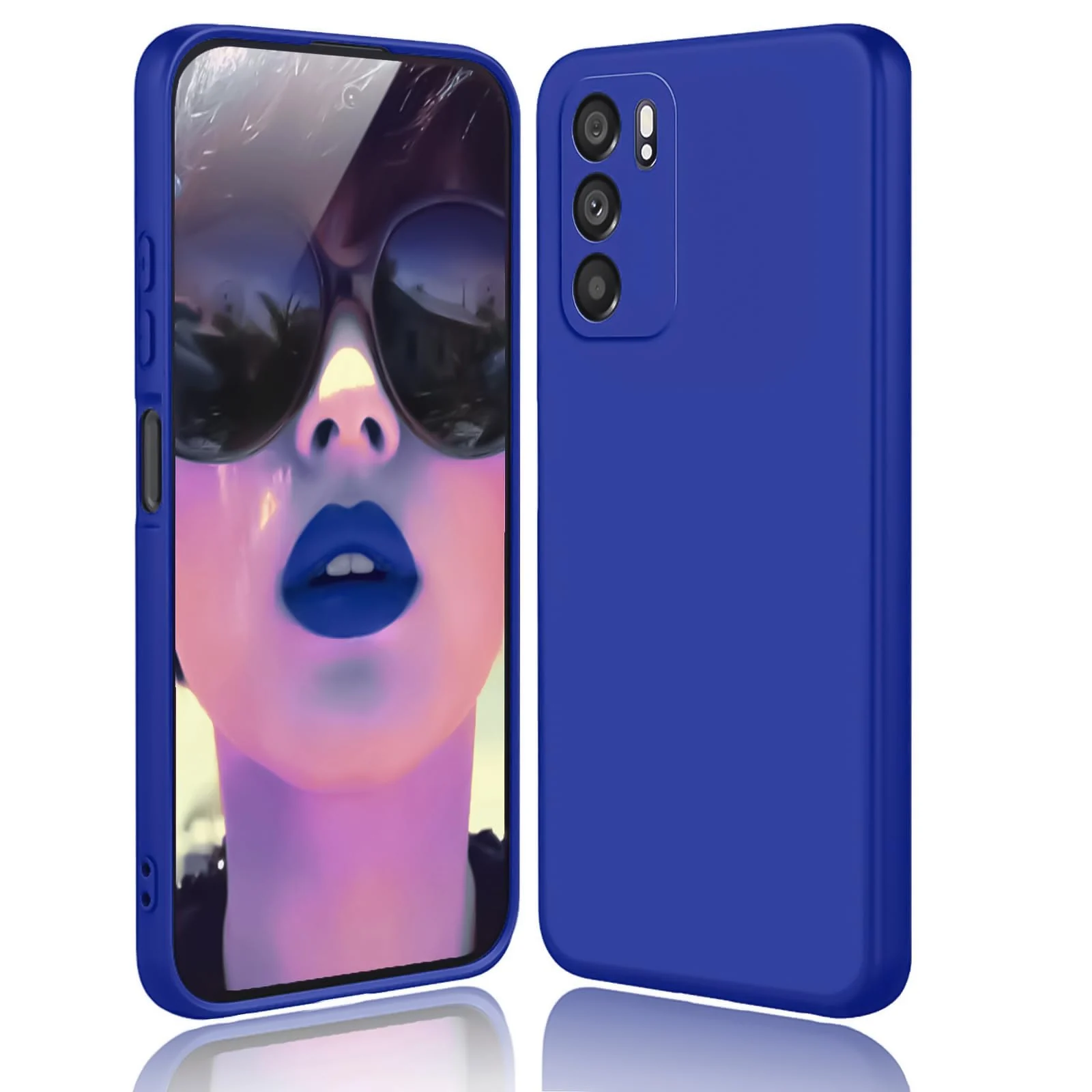 DL3 Mobilak Liquid Silicone Protective Case with Soft Microfiber Lining with Full Camera Protection for OPPO Reno 6 5G - Pepsi