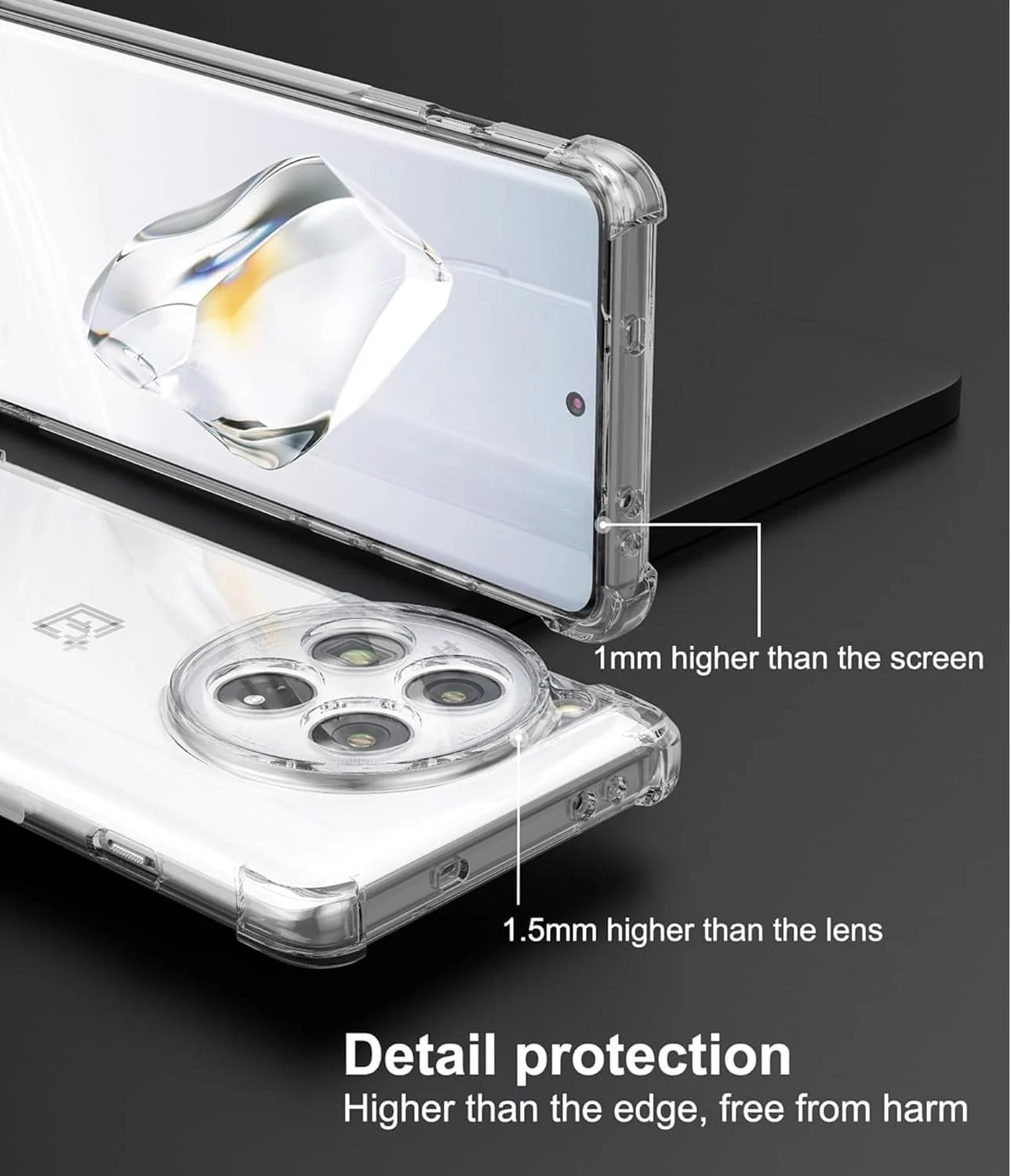 DL3 Mobilak Case Compatible with Oneplus 12 5G, Cover Silicone TPU Gorilla Anti-shock Protector Camera Shockproof Corners - Clear
