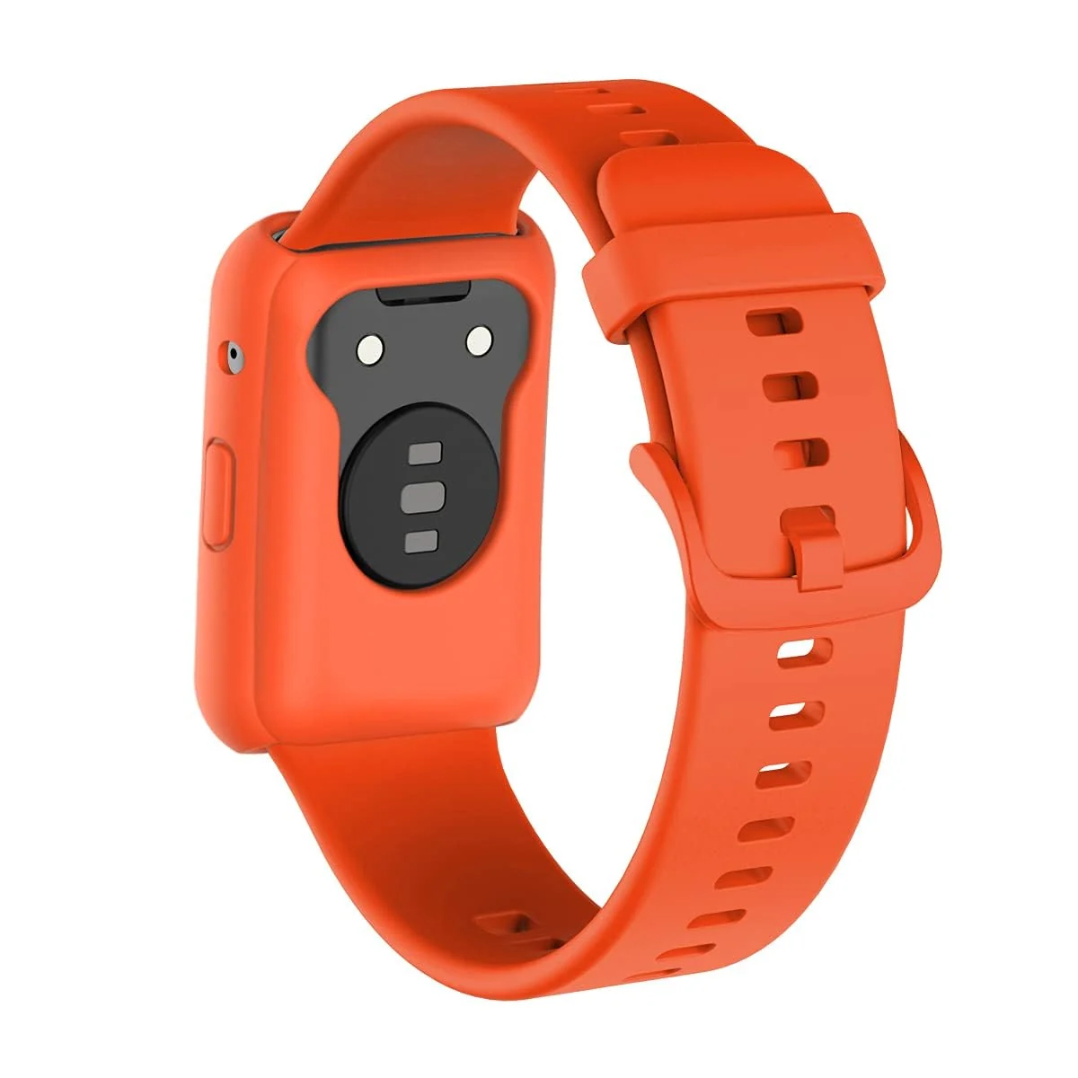 DL3 Mobilak Silicone Watch Bands Compatible with Huawei Watch Fit for Women Men, Soft Rubber Quick Release Replacement Band and Case - Orange