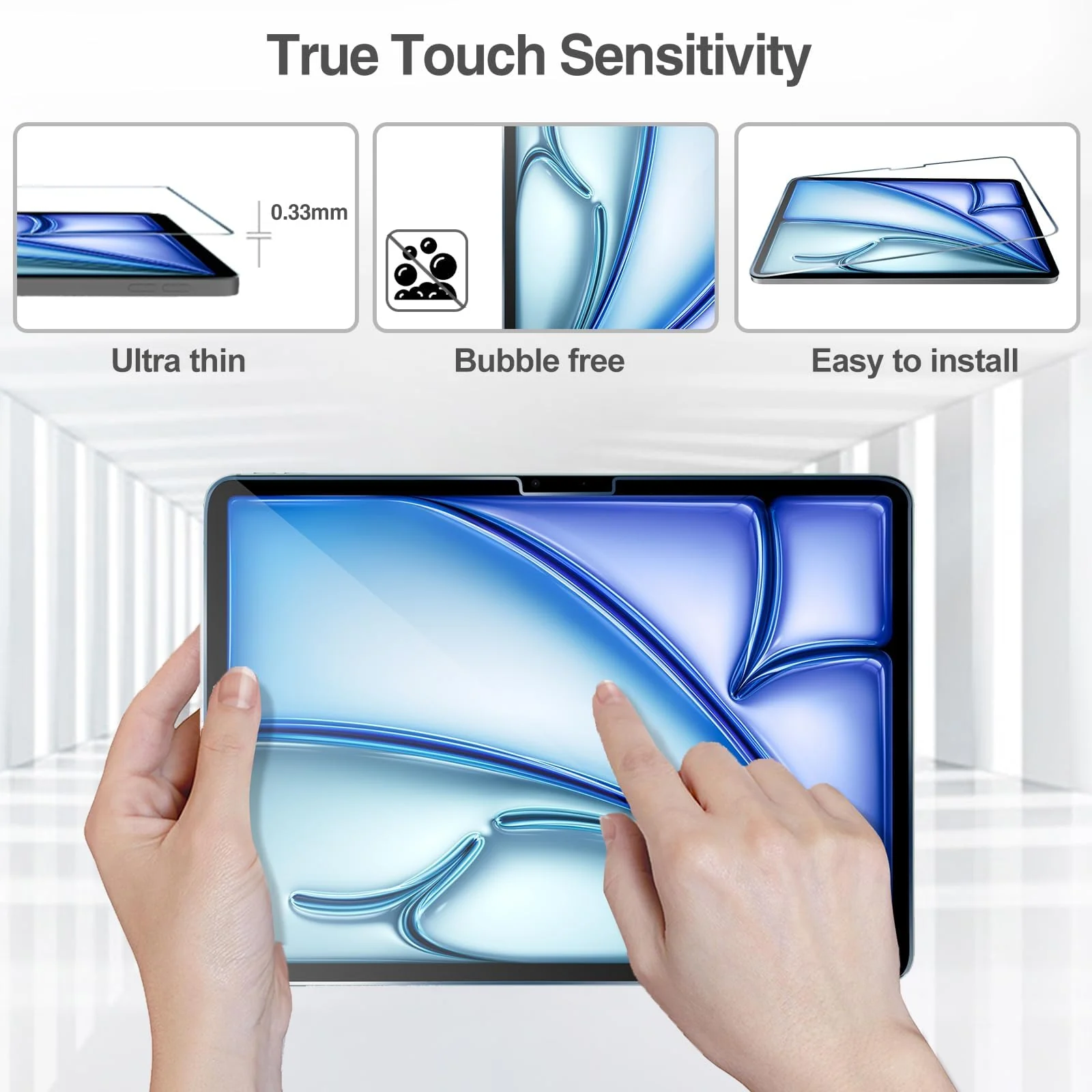 DL3 Mobilak Screen Protector For iPad Air 11-inch (M2) (2024) Tablet Tempered Glass Film [HD Crystal ] [Easy Installation] [Scratch Resistant] [9H Hardness] - Clear