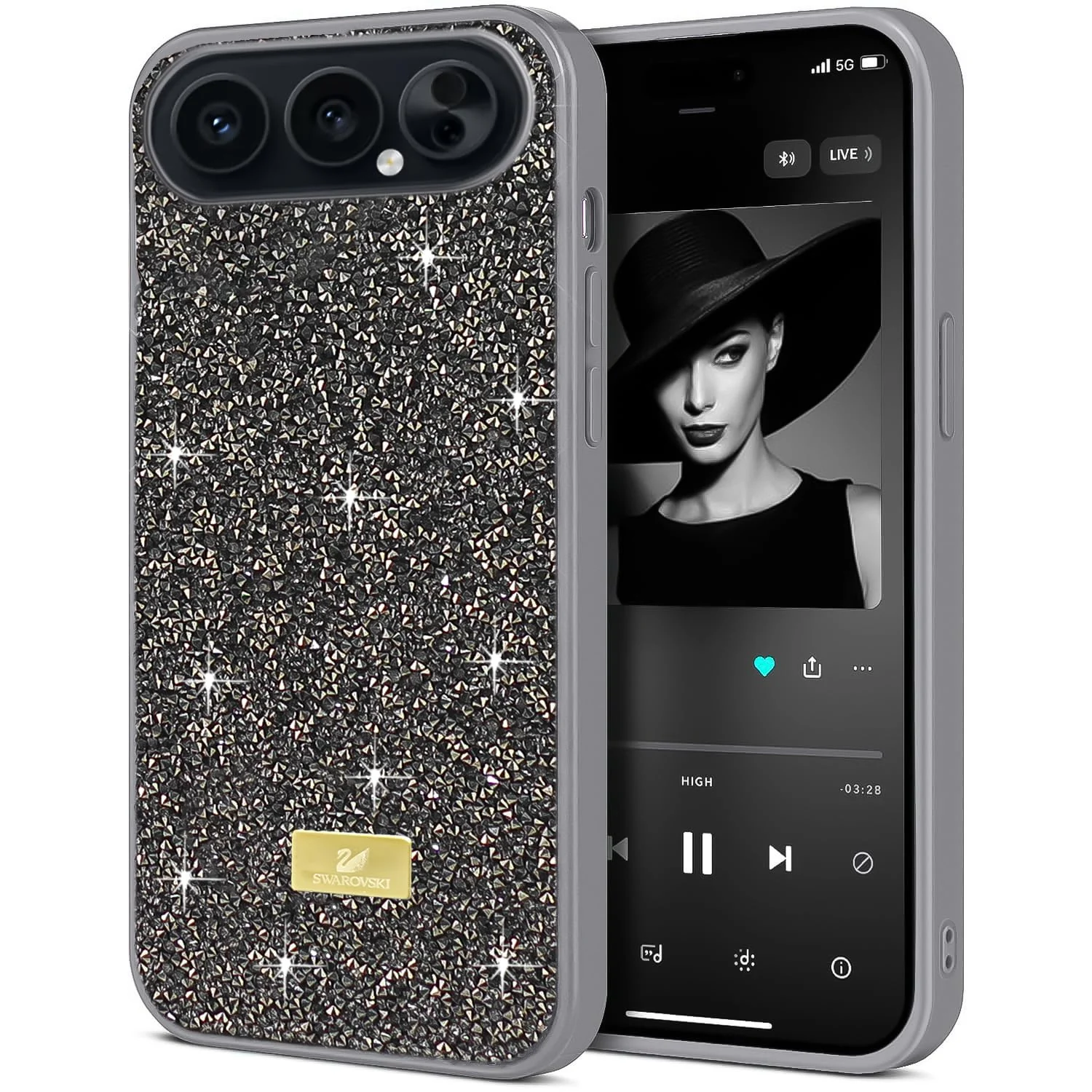 5.5 — DL3 Mobilak Case for Honor 500 Pro Glitter, Sparkle Diamond Crystal Bling Case with Bling, Ultra Thin Lightweight Full Body Shockproof Anti-Scratch Protective Cover