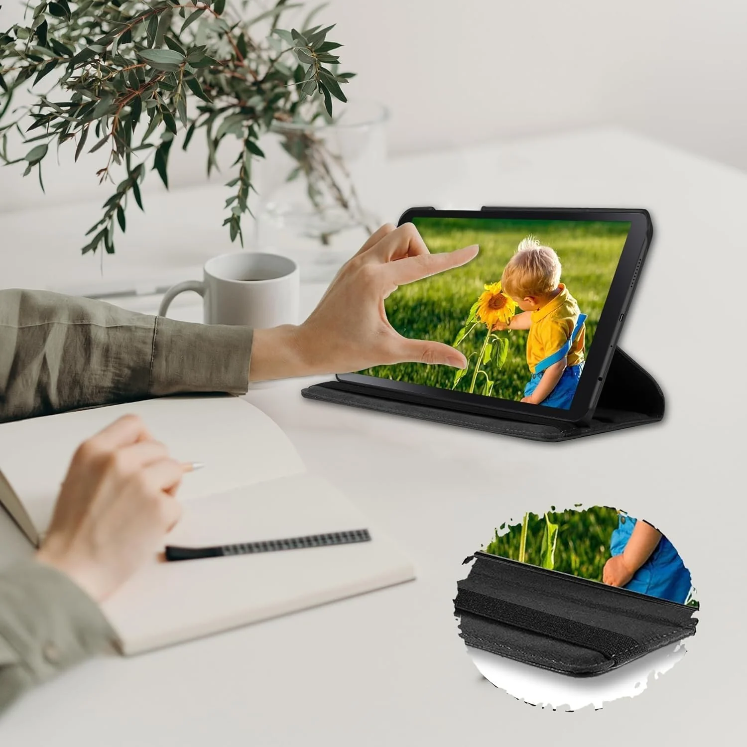 DL3 Mobilak Protective Cover for Xiaomi Redmi Pad SE 8.7'' inch 2024, 360° Rotatable Smart Stand, Leather Folio Flip Cover with Multi-Angle Viewing, Auto Wake Sleep - Black