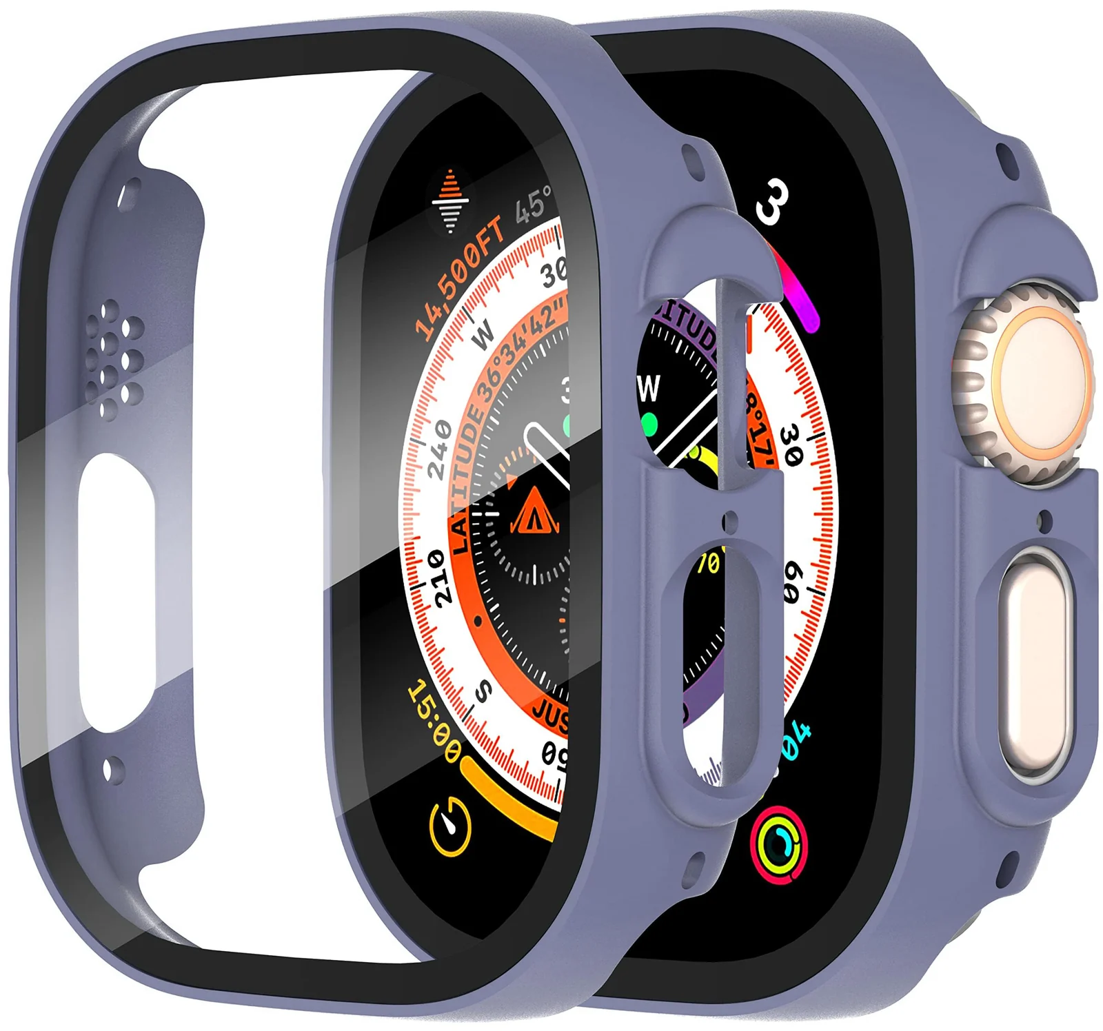 DL3 Mobilak Case with Strap For Apple Watch Ultra 2 49mm Stainless Steel Metal Straps, Hard PC Case With Glass Screen Protector Cover with Strap Bands for Apple Watch Ultra 49mm - Black