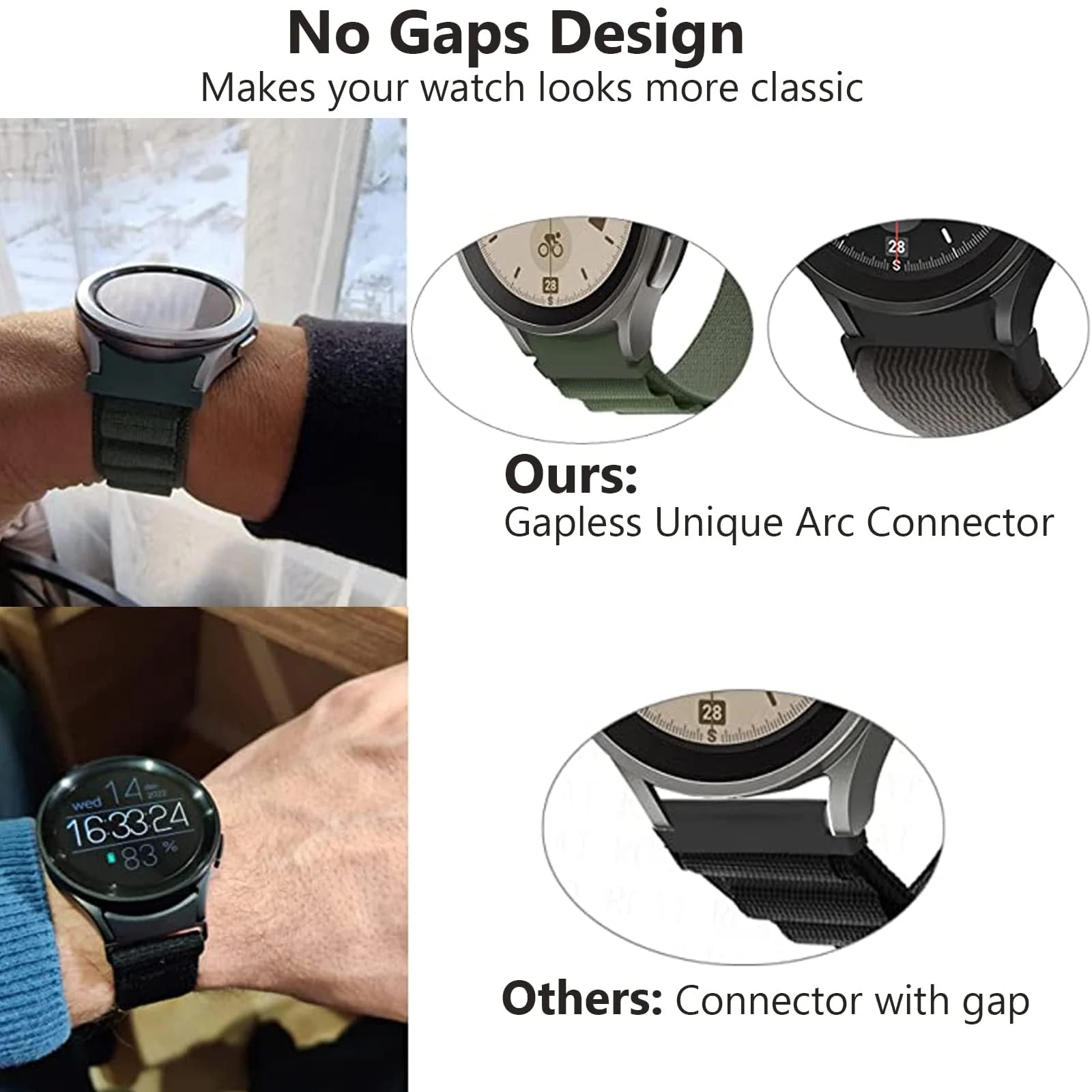 DL3 Mobilak No-Gap Nylon Watch Bands Compatible with Samsung Galaxy Watch 6 5 4 Band 40mm 44mm/Watch 5 Pro Band 45mm/Watch 6 4 Classic Band 42mm 43mm 46mm 47mm, Alpine Loop Woven Sport Strap Men Women - Red