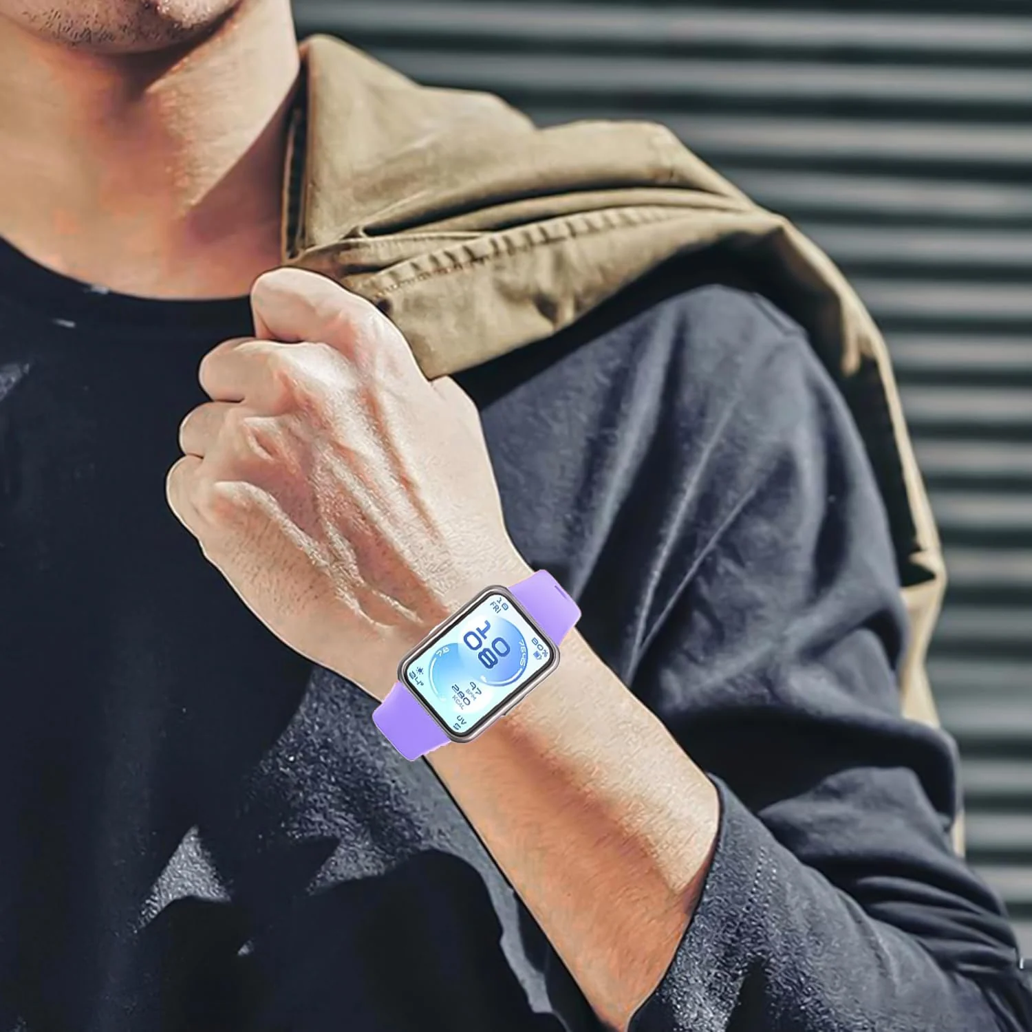 DL3 Mobilak Silicone Bracelet for Huawei Band 11/Band 11 Pro Strap, Soft Silicone Sport Band, Soft Breathable, for Huawei Band11/11 Pro Adjustable Replacement Strap - Purple