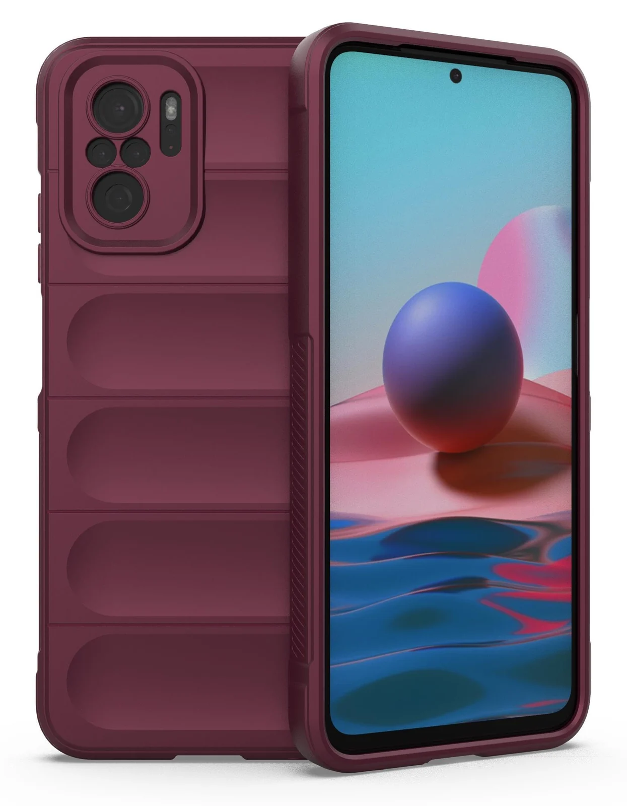 DL3 Mobilak Flexible Silicone and TPU Protective Case with Camera Protection for Xiaomi Redmi Note 10 4G / Note 10S - Wine Red