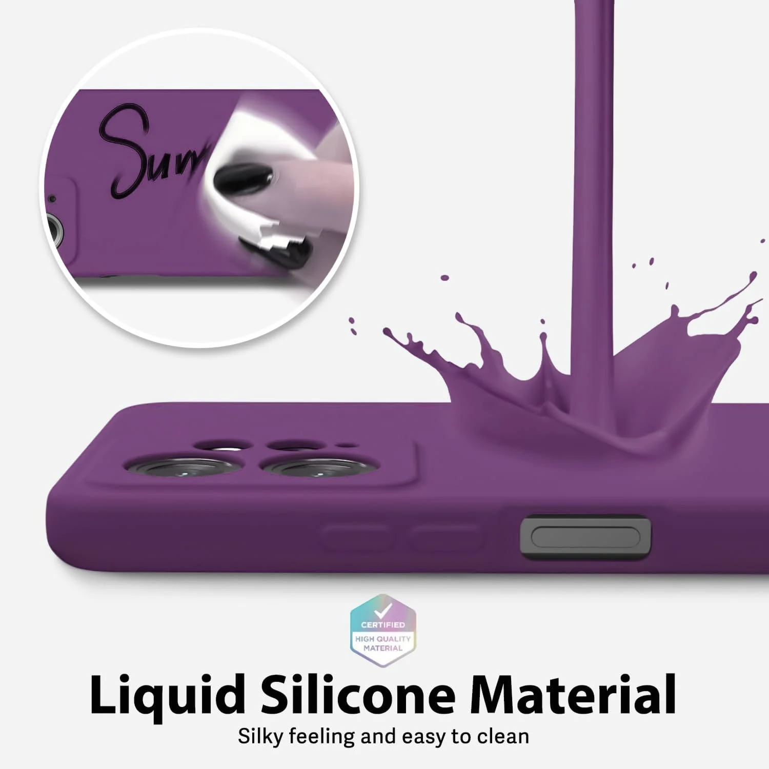 DL3 Mobilak Liquid Silicone Protective Case with Soft Microfiber Lining with Full Camera Protection for OPPO Reno 8 4G / Reno 7 4G / F21 Pro 4G / F21S Pro 4G - Violet