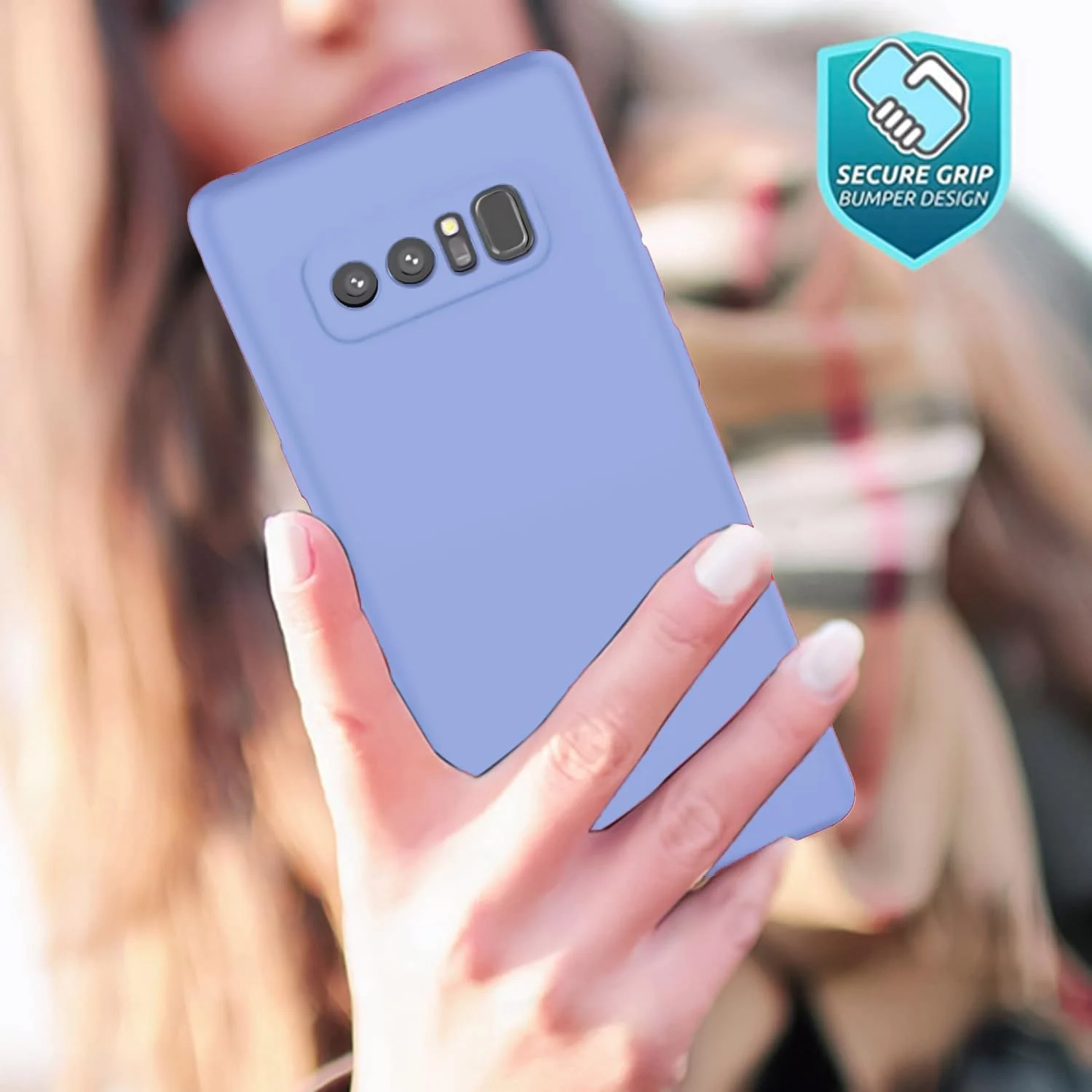 DL3 Mobilak Liquid Silicone Protective Case with Soft Microfiber Lining with Full Camera Protection for Samsung Galaxy Note 8 - Baby Blue