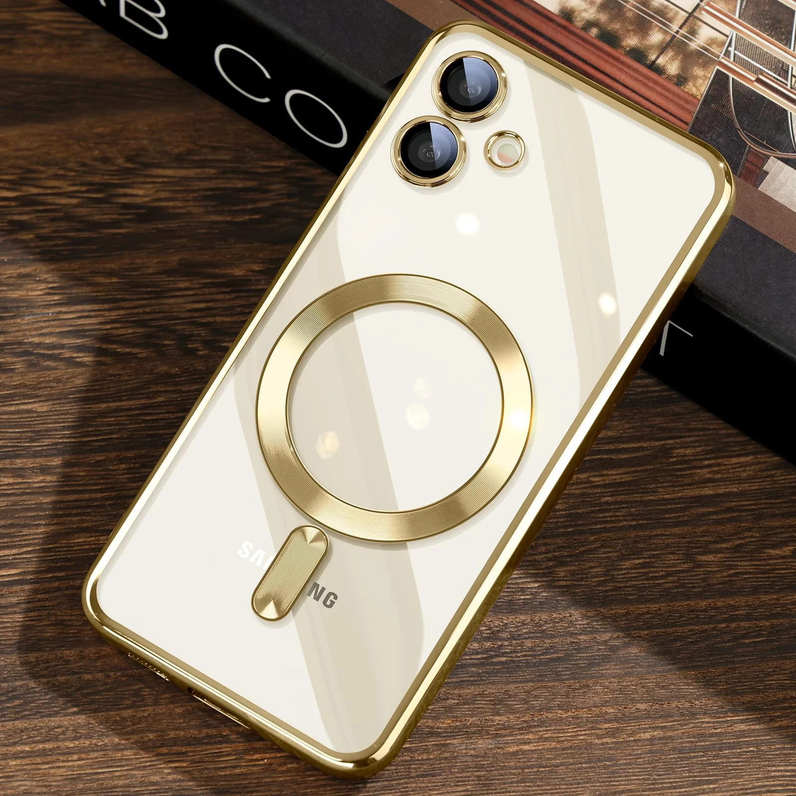 DL3 Mobilak Clear MagSafe-Compatible TPU Case and Camera Lens Protector for Samsung Galaxy A06 - Gold