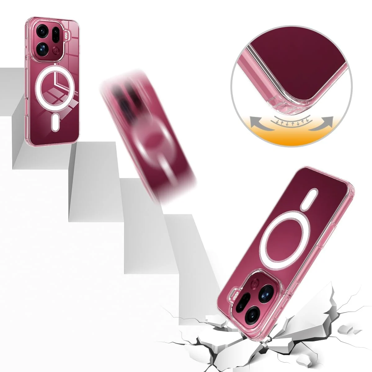 MOBIGON Slim Magnetic MagSafe-Compatible Phone Case for OPPO Find X9 Pro, Clear