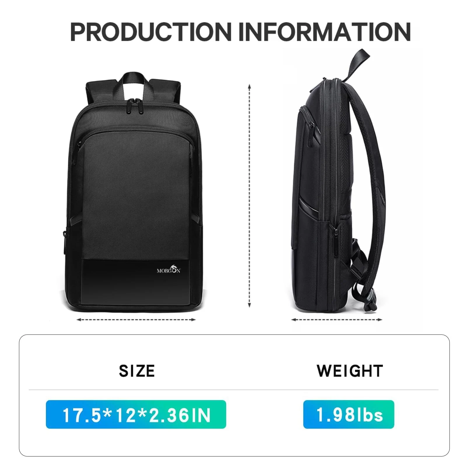 Mobigon Slim Laptop Backpack Fits For 15.6 Inch, Business Commuter backpack For Men Women, Waterproof Business Backpack Ideal for Working, Commuting, Fits For Daily, MacBooks, Surface Bag - Blue