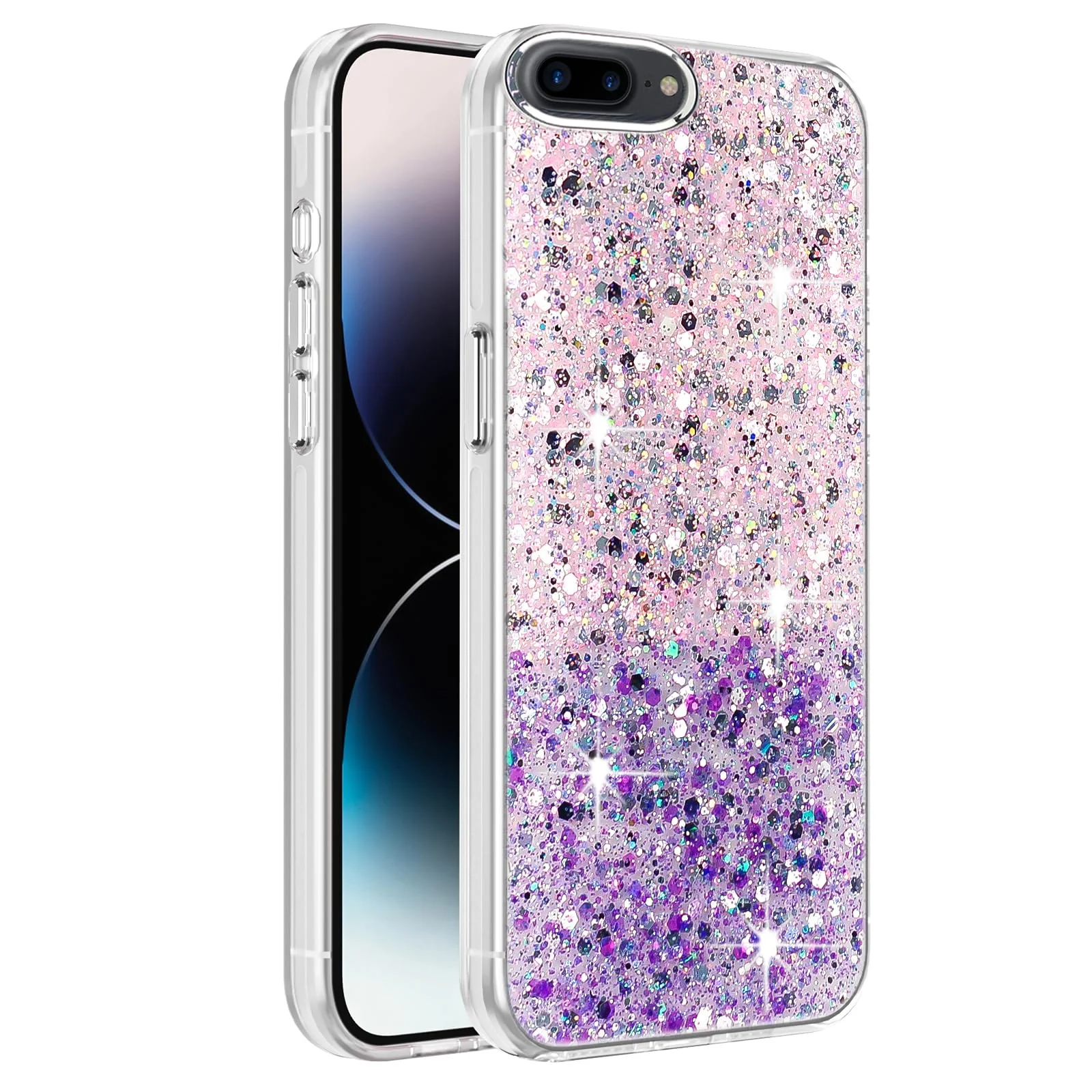 DL3 Mobilak Glitter Rhinestone Protective Case for iPhone 7 Plus / iPhone 8 Plus with Shockproof Design - Pink Purple