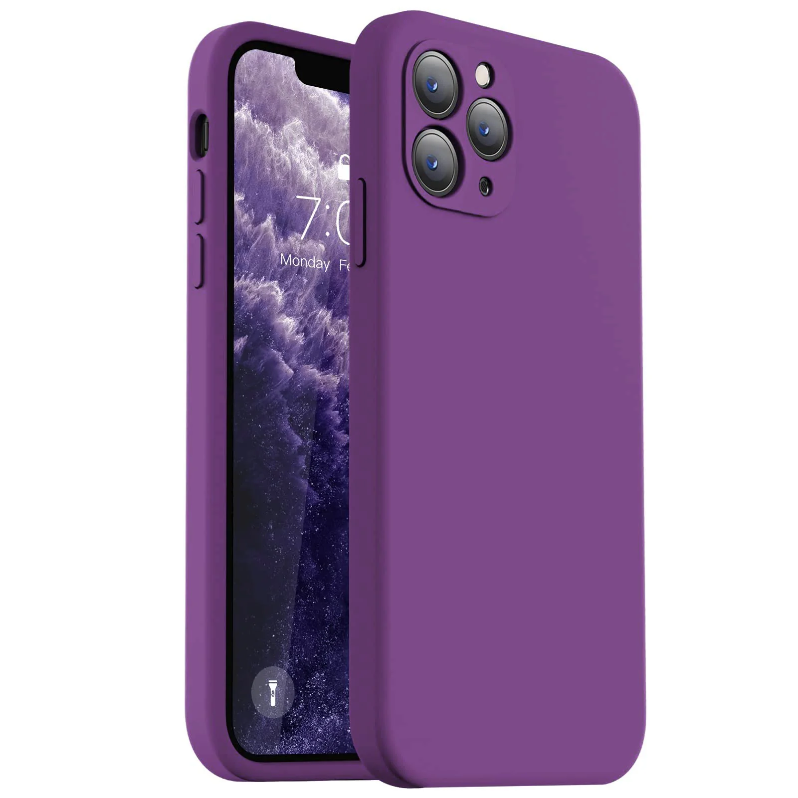 DL3 Mobilak Liquid Silicone Protective Case with Soft Microfiber Lining with Full Camera Protection for iPhone 11 Pro (5.8 Inch) - Violet