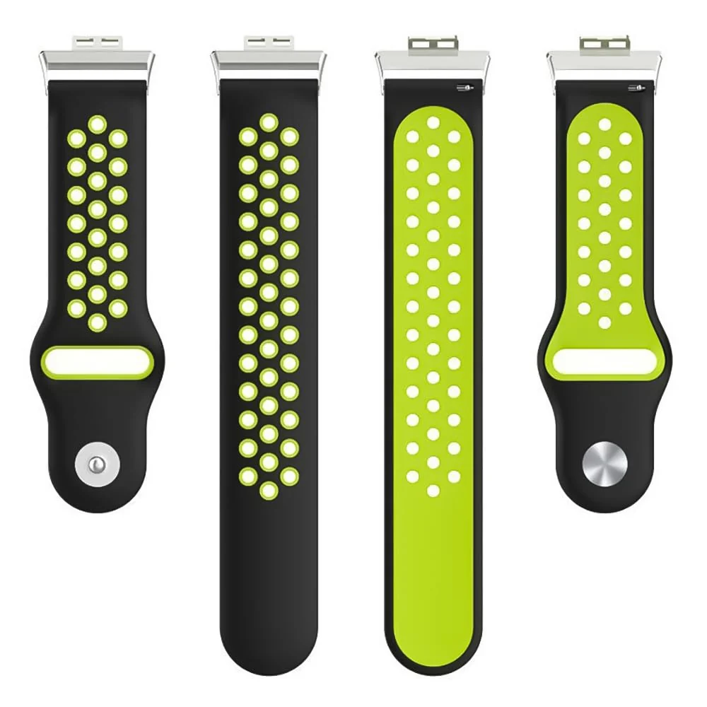 DL3 Mobilak Sport Strap Compatible with Huawei Watch Fit & Huawei Watch Fit New & Huawei Watch Fit Elegant, Breathable Silicone Double Hole Snap Buckle Band - Black & Green