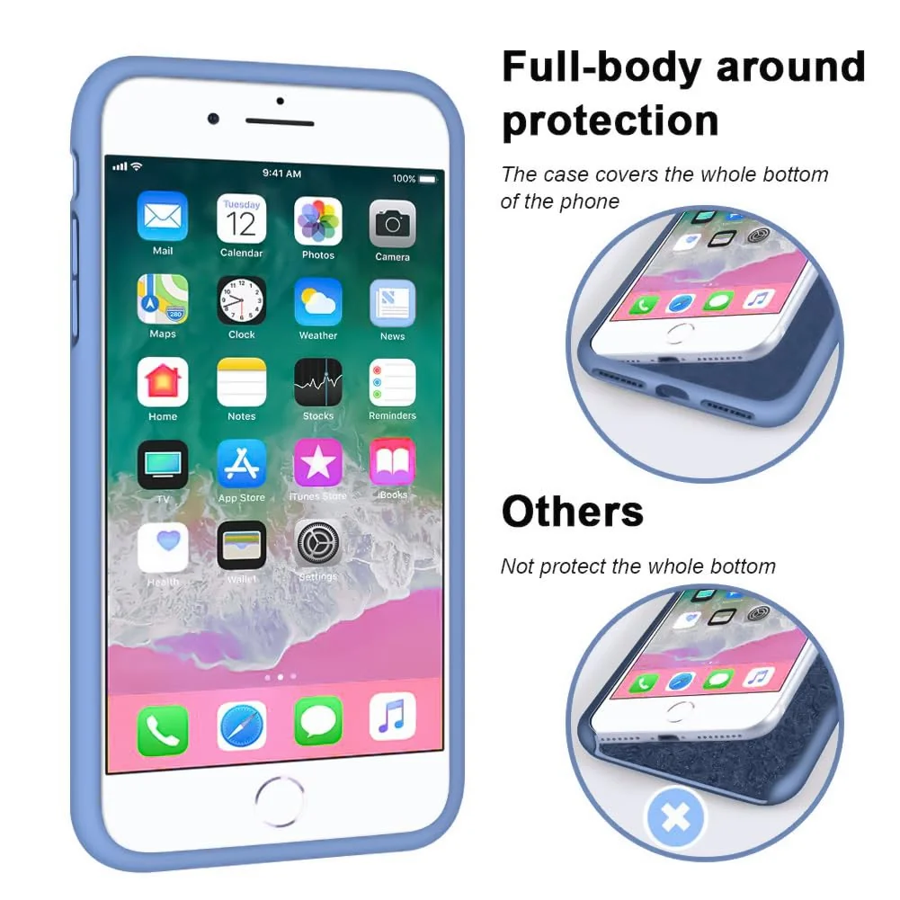 DL3 Mobilak Liquid Silicone Protective Case for iPhone 7 Plus / iPhone 8 Plus with Camera Protection and Microfiber Lining - A Light Blue