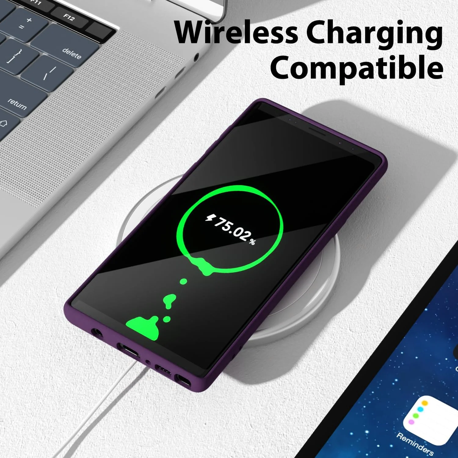 DL3 Mobilak Soft Silicone Protective Case for Samsung Galaxy Note 9 with Microfiber Lining and Shockproof Design - Violet