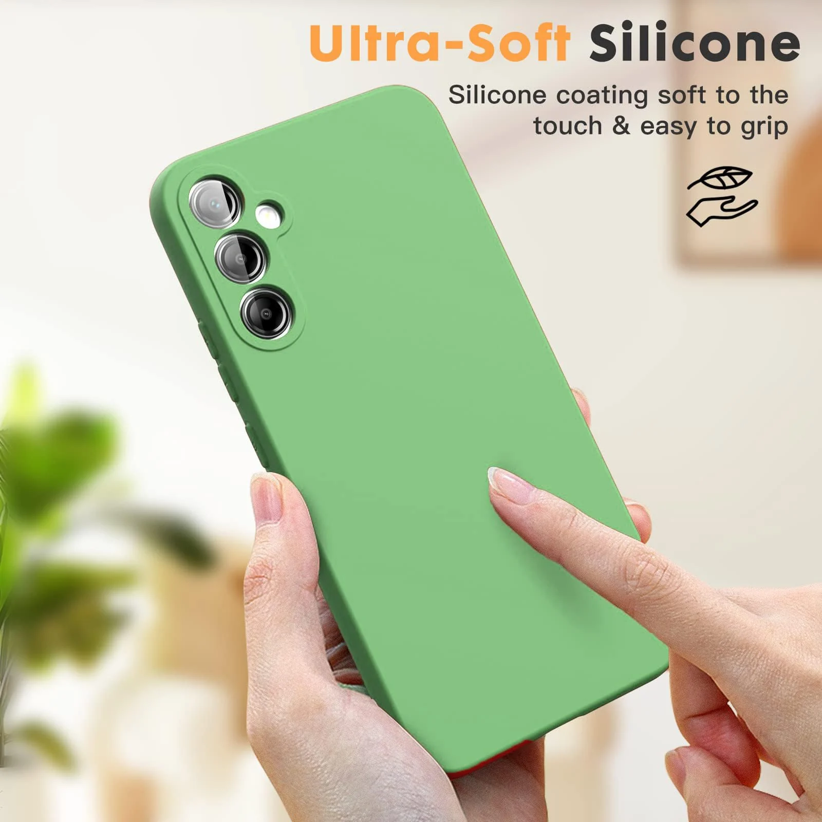 DL3 Mobilak Silicone Protective Case for Samsung Galaxy A34 4G / 5G, Shock-absorbing protection, Scratch-resistant surface, Soft microfiber lining - Light Green