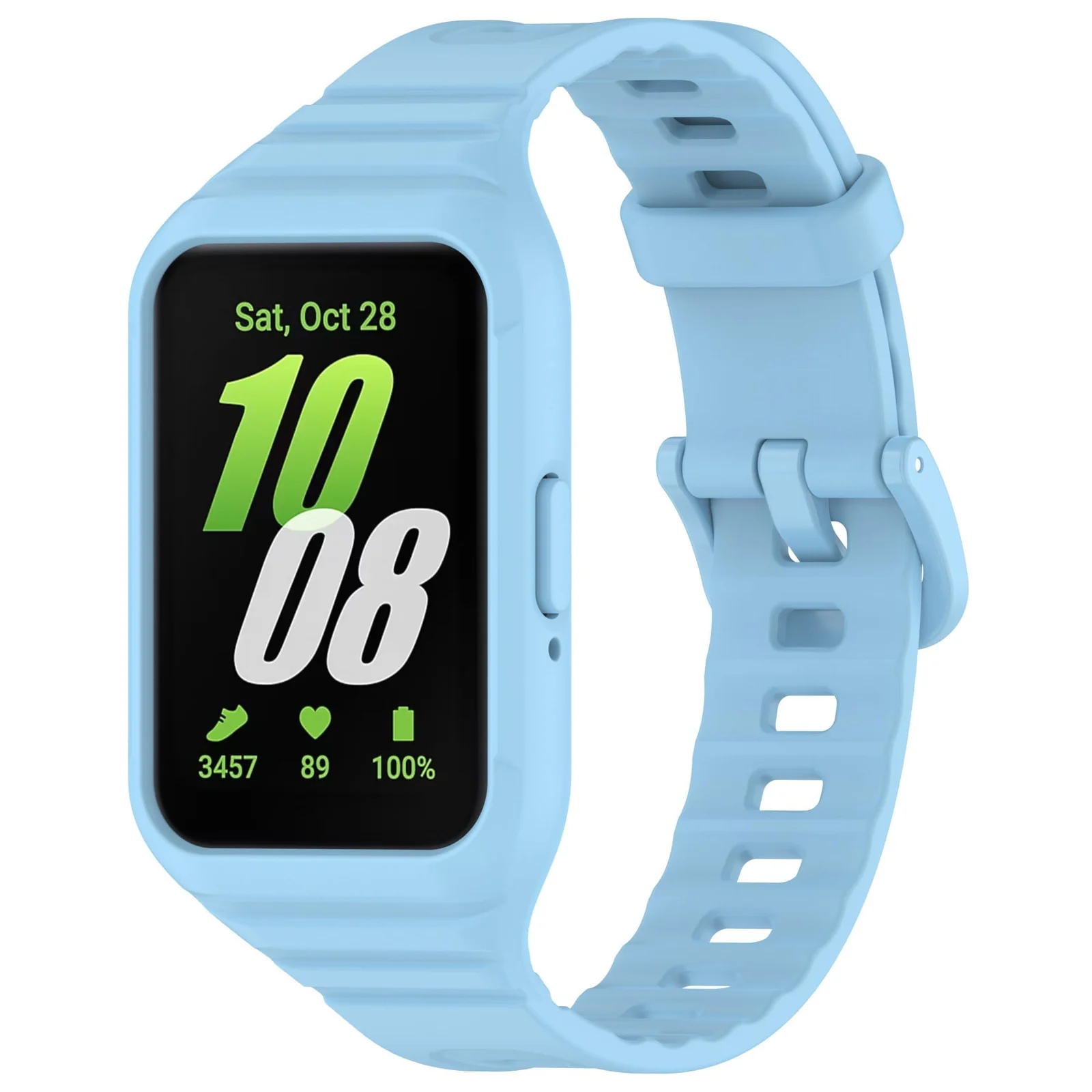 DL3 Mobilak Strap Compatible with Samsung Galaxy Fit 3 SM-R390, Silicone Sport Band Replacement Watchband with Bumper Case for Samsung Galaxy Fit 3, Adjustable Wristband - Sky Blue